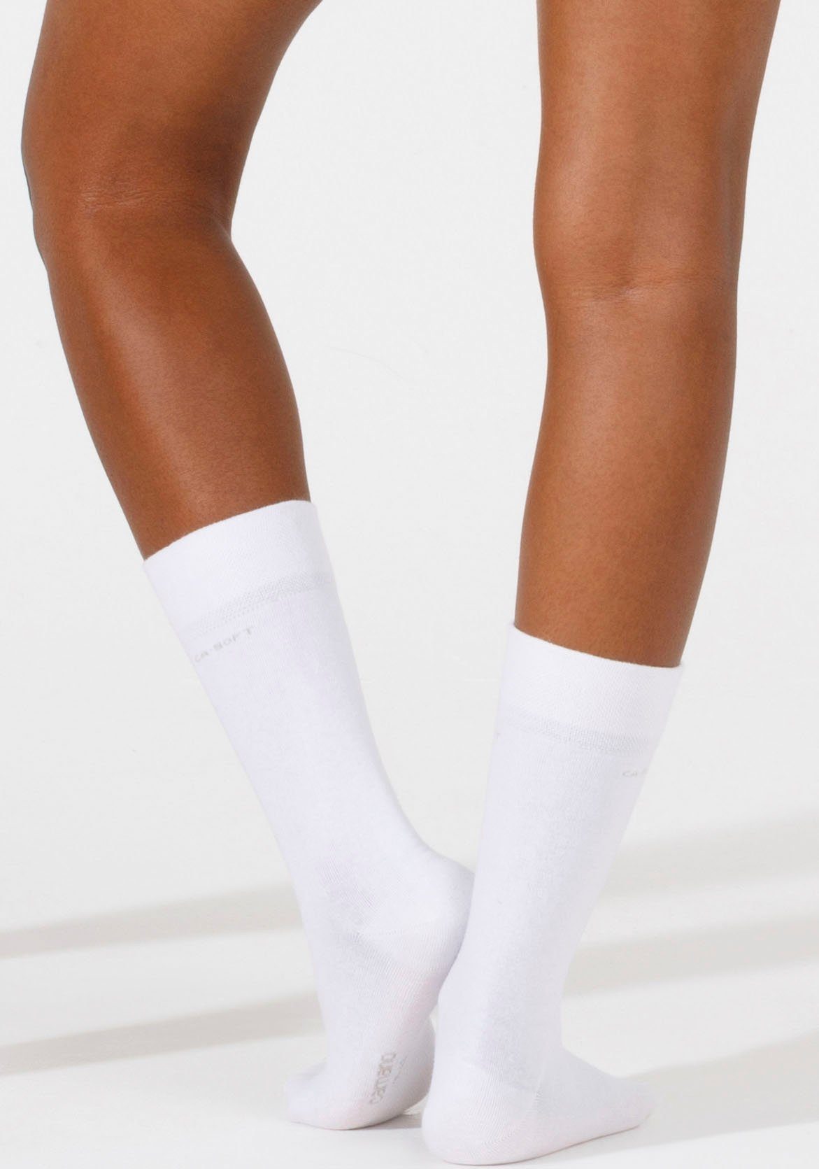 4-Paar) Camano Zehenbereich und Fersen- weiß verstärktem Socken (Packung, Mit