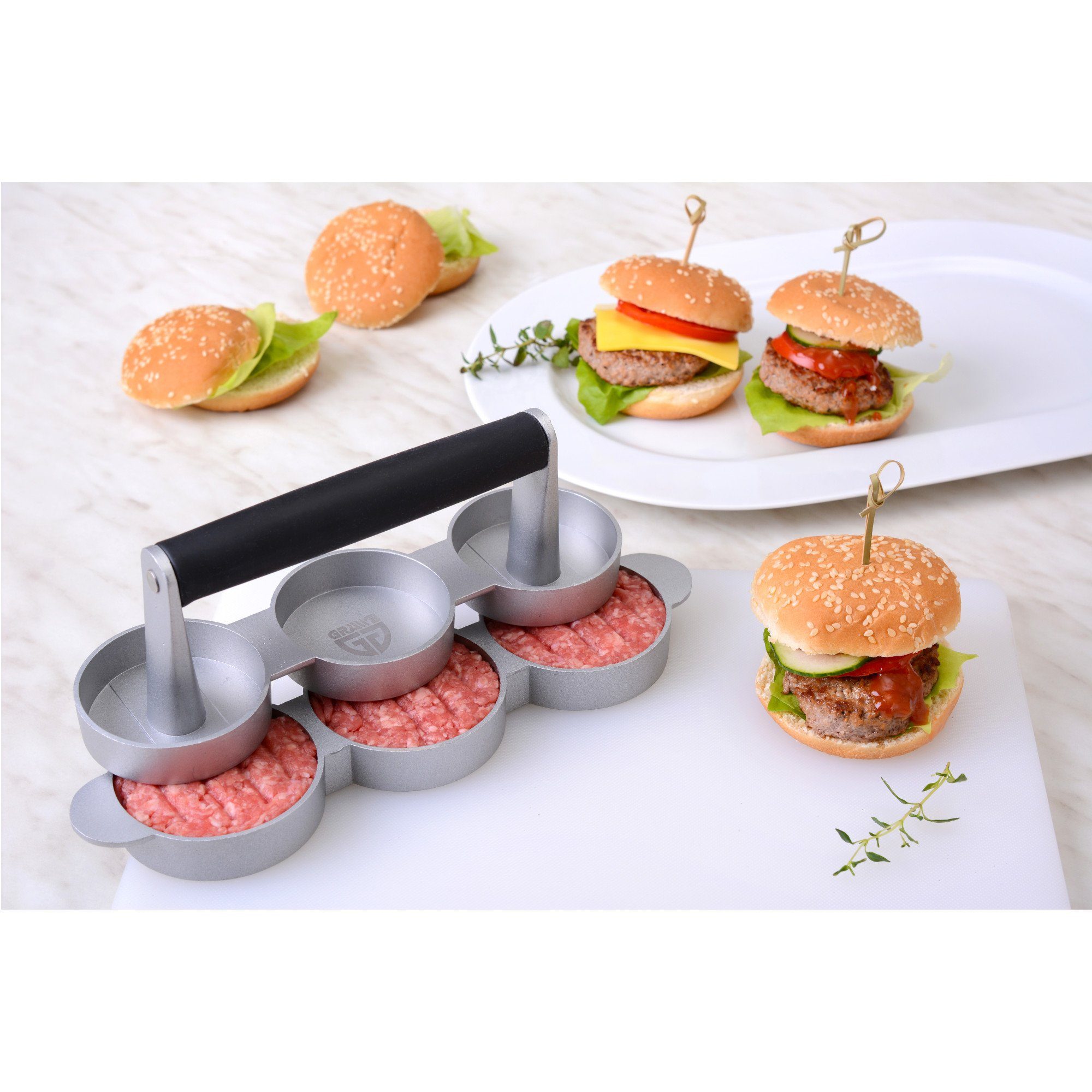 GRÄWE Tafelservice GRÄWE 3er Hamburgerpresse, Aluguss