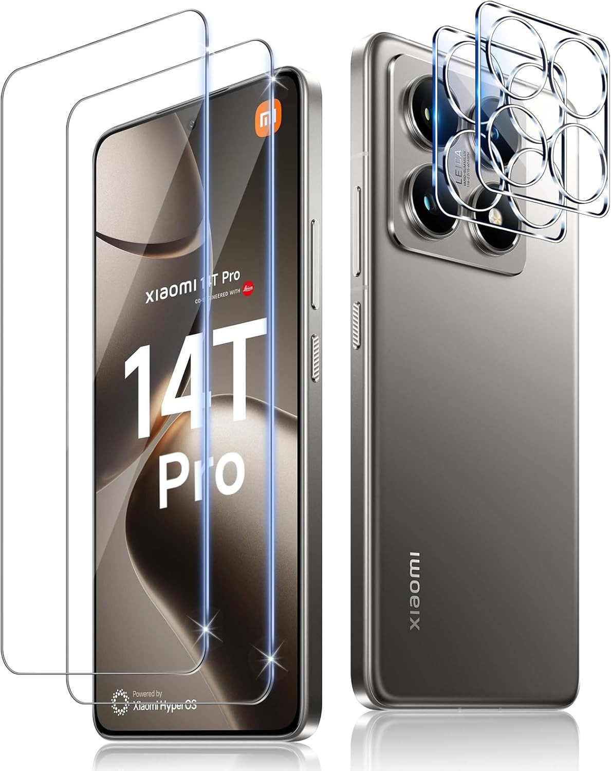MSM Displayschutzglas 2X Schutzglas (Display + Kamera) für Xiaomi 14T Pro 5G Panzerfolie