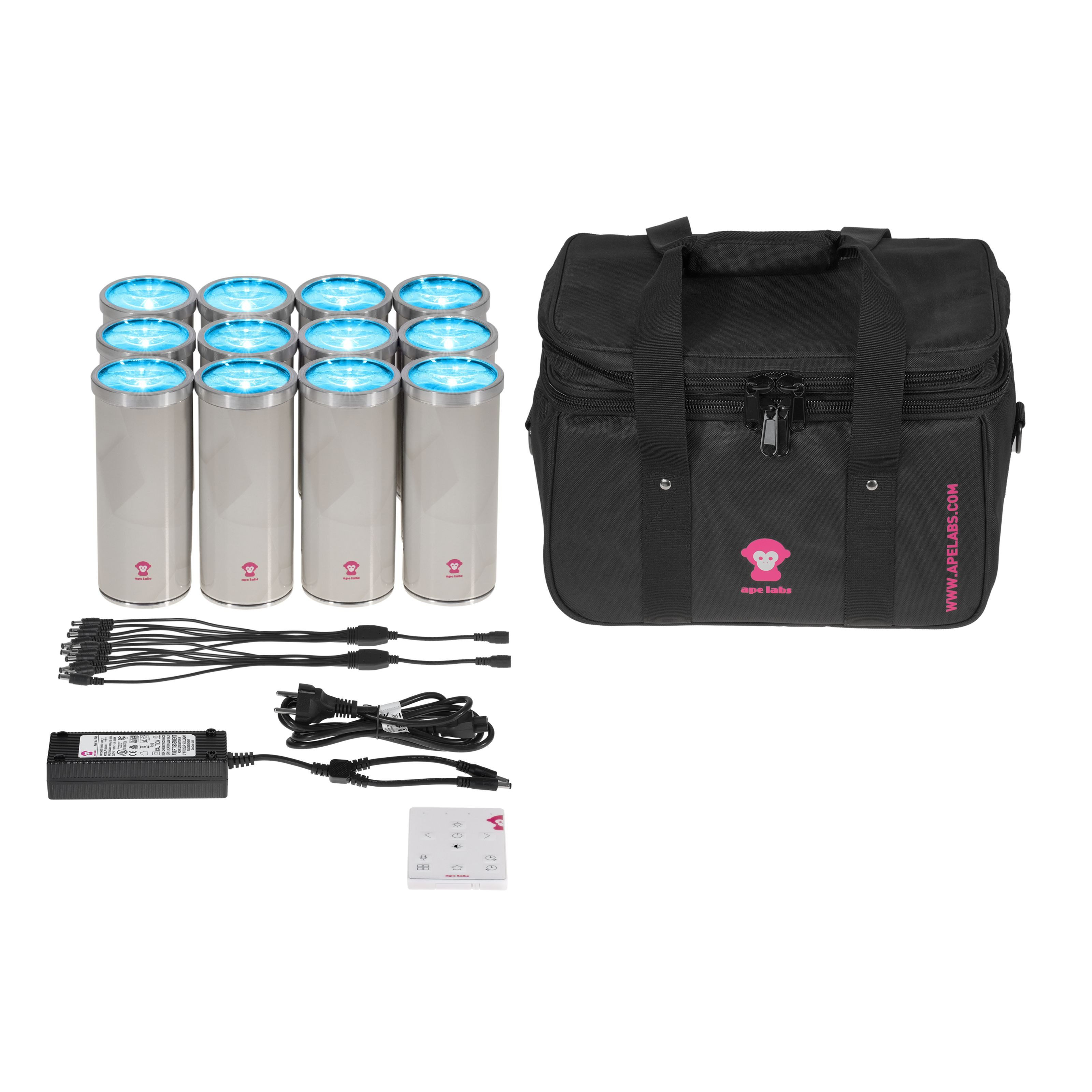 Ape Labs LED Scheinwerfer, LightCan V2 Tourpack 12 Softbag - creme - Akkubetriebener LED