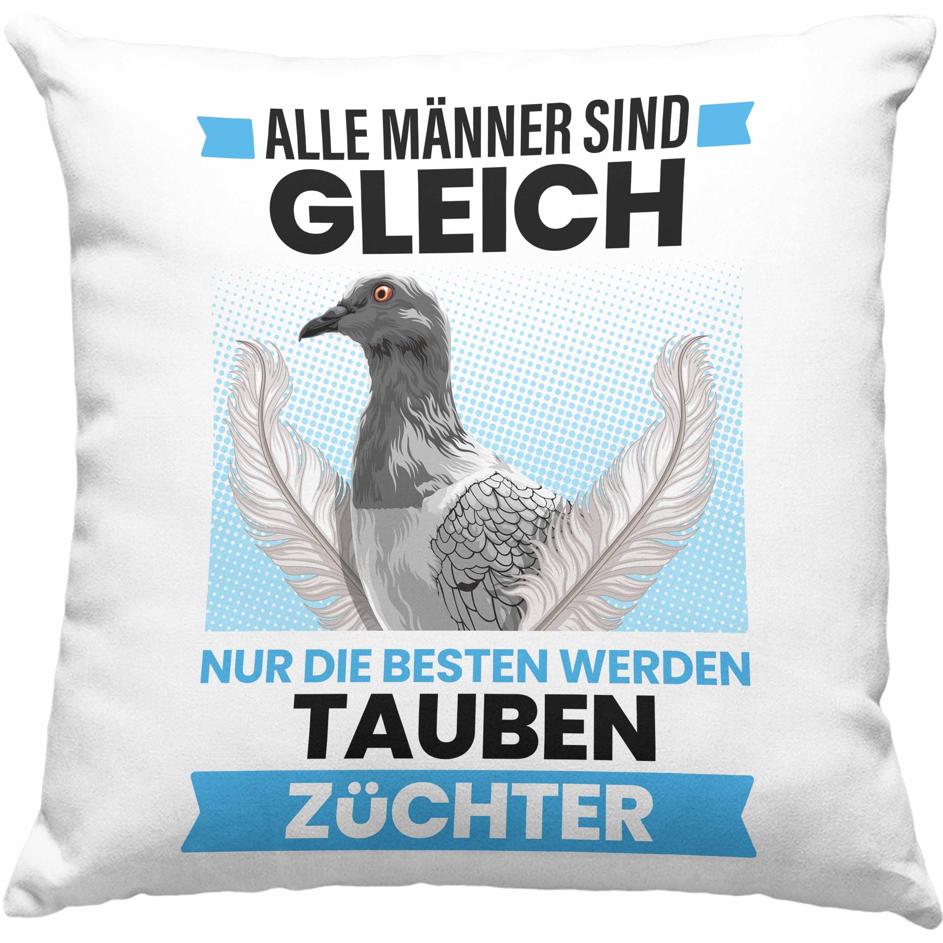 Trendation Dekokissen Trendation - Zaubenzucht Geschenk Taubenzüchter Zubehör Tauben Kissen Lustiger Spruch Taubenflüsterer Taubenliebhaber Becher Alle Männer Sind Gleich Dekokissen mit Füllung 40x40 Grau