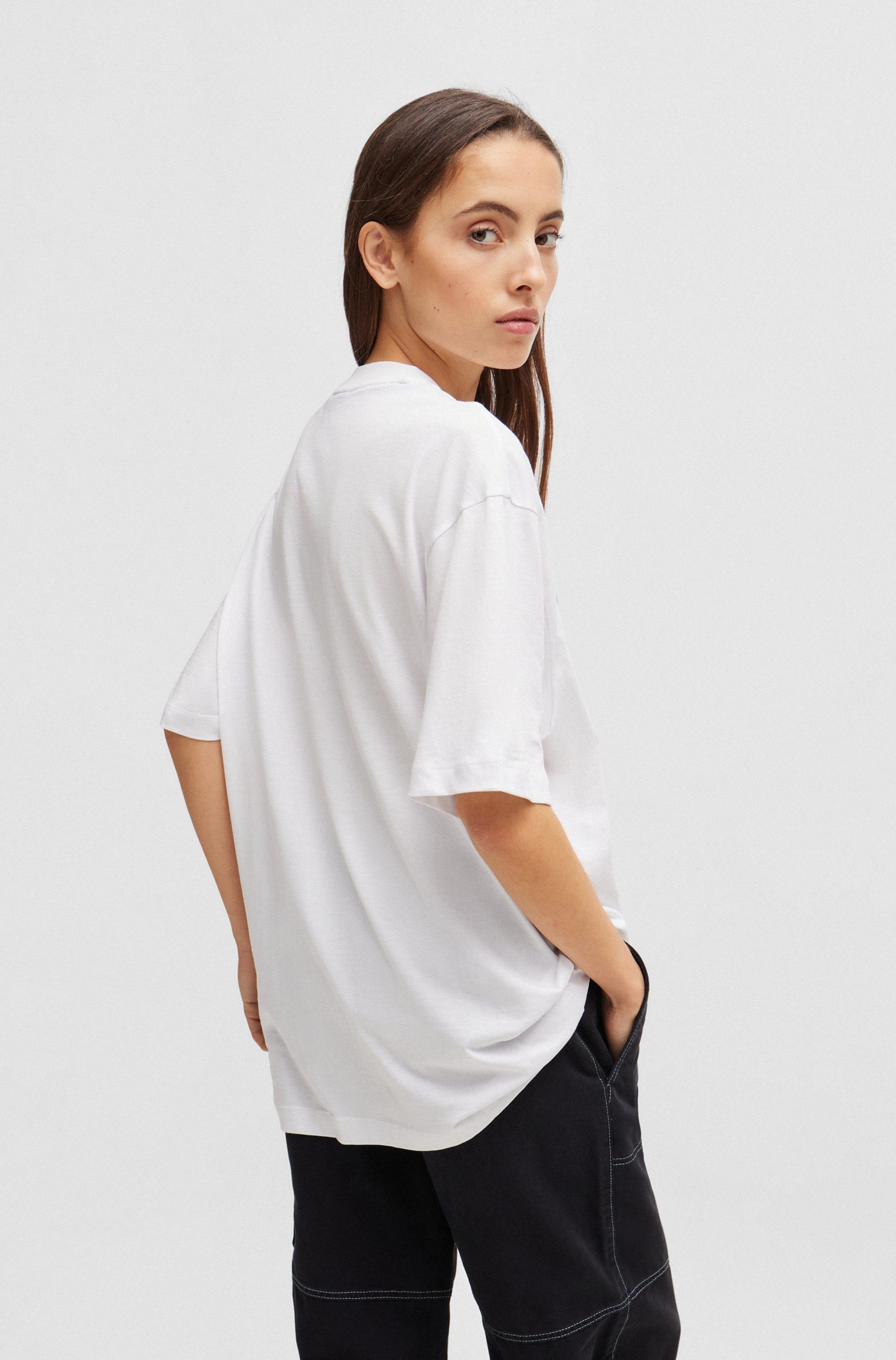 HUGO T-Shirt Nico mit großem Logo-Print, Unisex