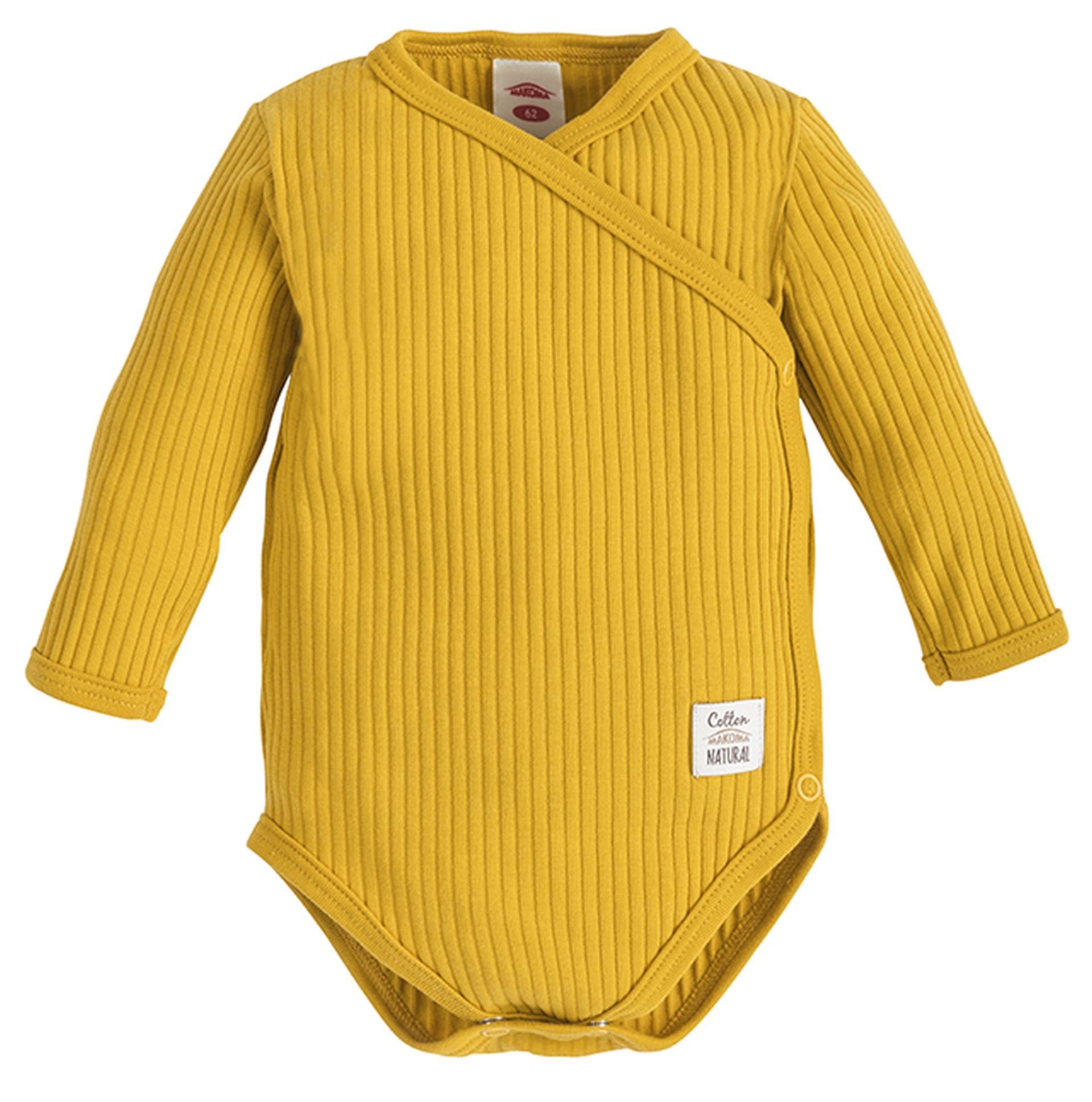Baby Langarm Wickelbody 3-tlg., Neugeborene Wickelbody & 3er-Pack) Mädchen Makoma Jungen 100% (Spar-Set, Gelb Body Baumwolle