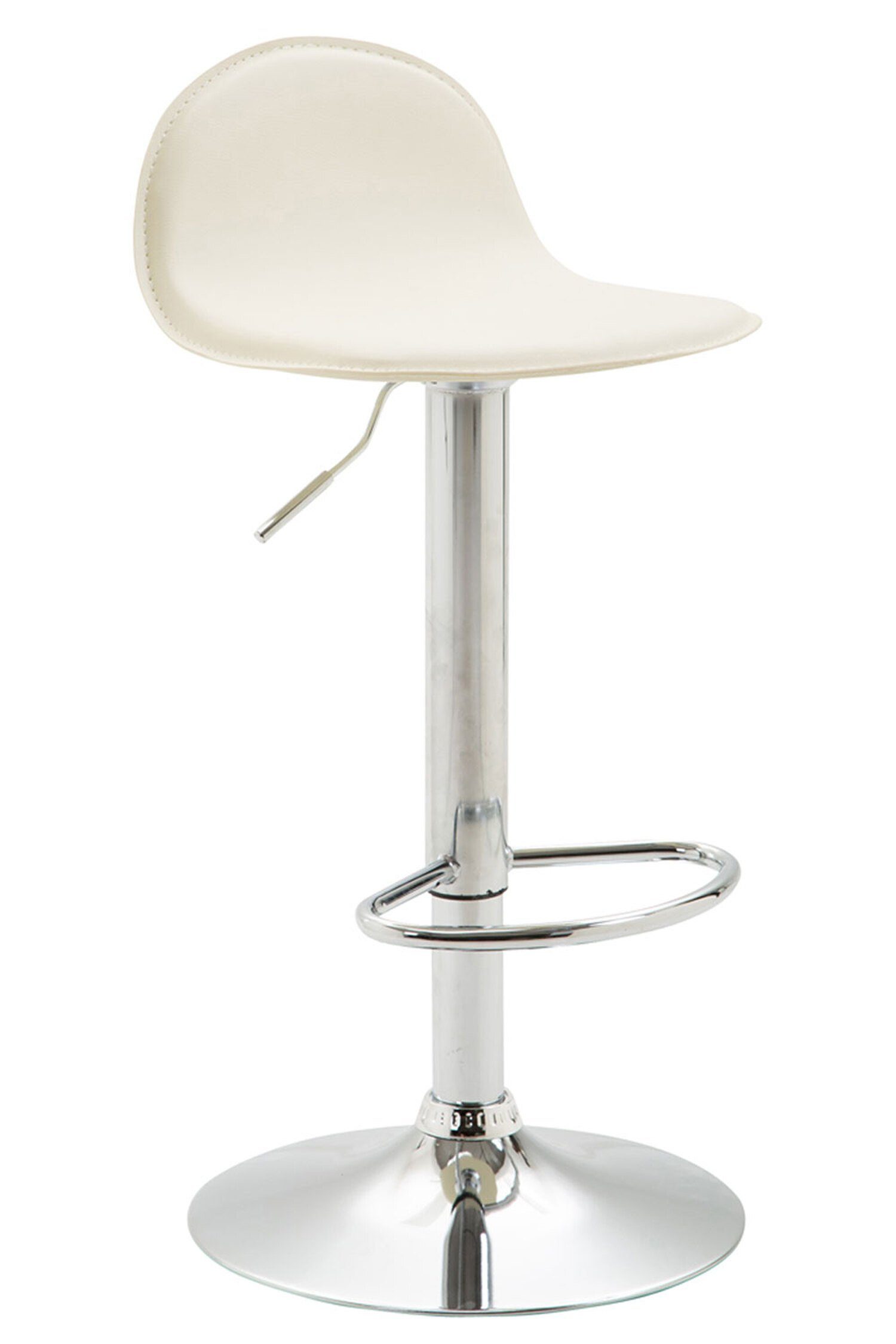 TPFLiving Barhocker Lana (mit hoher Rückenlehne und Fußstütze - Hocker für Theke & Küche), 360° drehbar - Gestell: Metall chrom- Sitzfläche: Kunstleder Creme