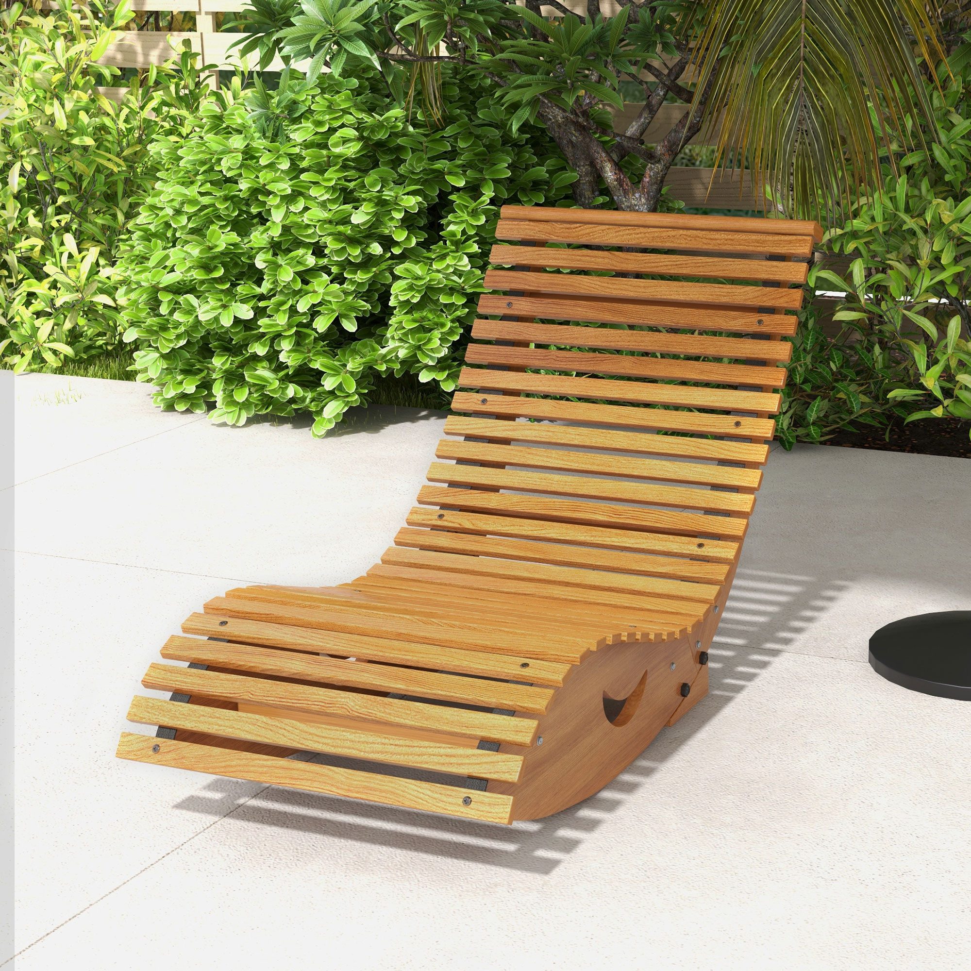 OKWISH Schaukelstuhl Outdoor Schaukelstuhl Hochlehner 130x60x60 cm Kiefernholz Hellbraun (Relaxstuhl mit hoher Rückenlehne für Terrasse & Outdoor Bereich, 1 St), Einstellbarer Schaukelstuhl aus Holz für Garten & Balkon