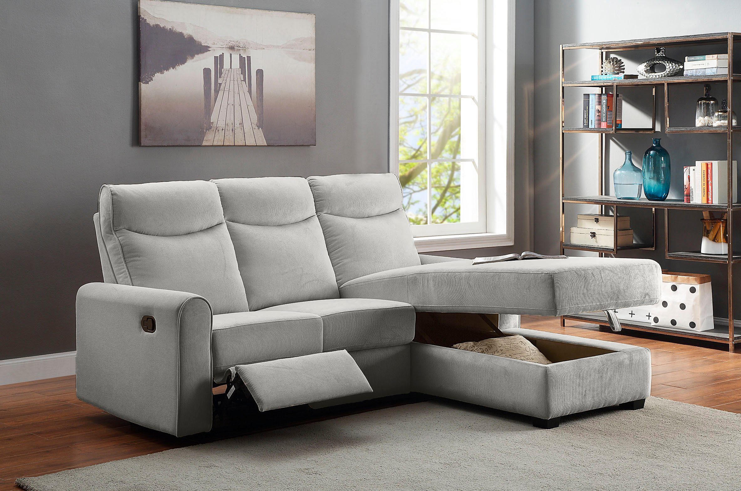 Gero, Cord-Bezug Stauraum, Relaxfunktion collection mit Ecksofa mit und home ATLANTIC