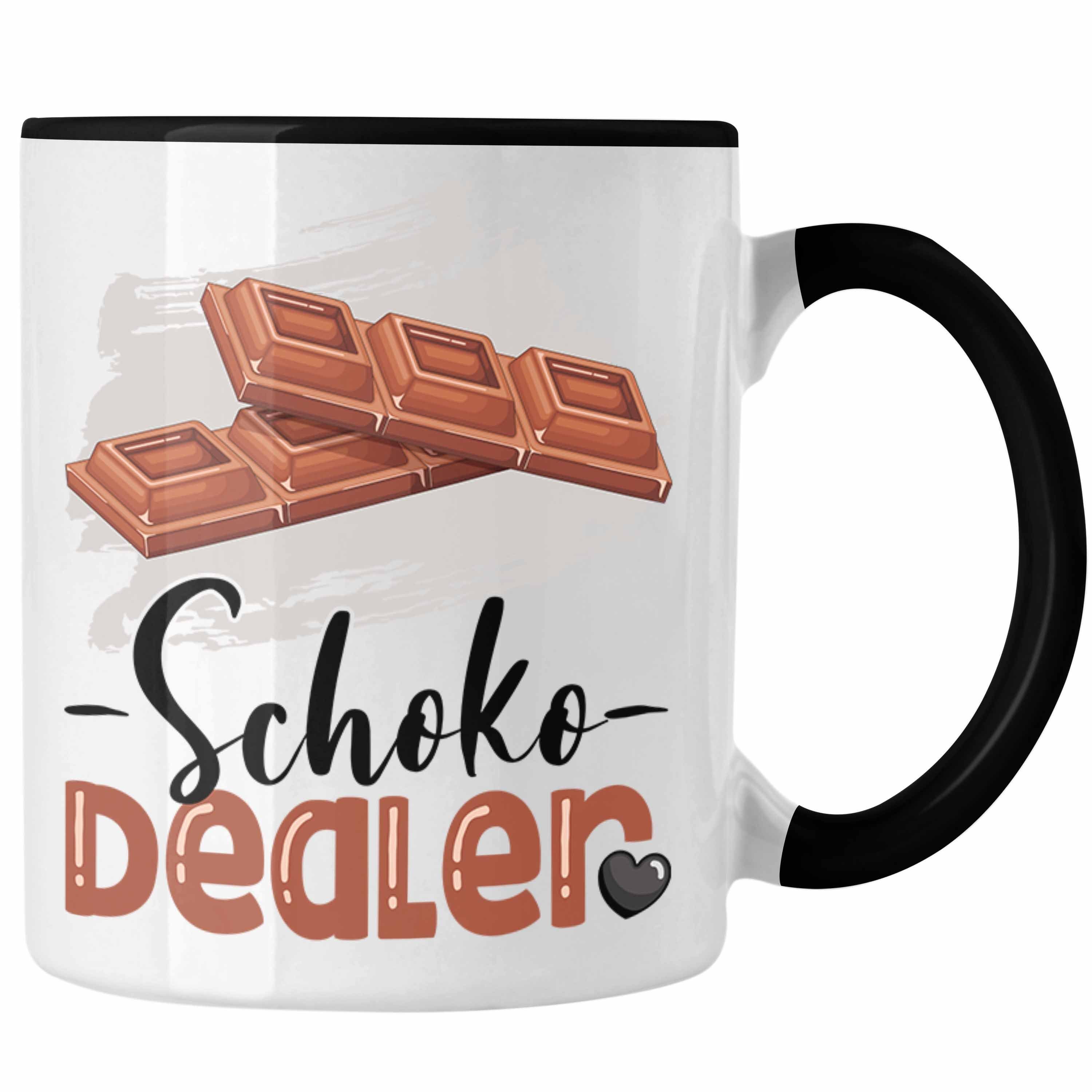 Trendation Tasse Schoko Dealer Tasse Geschenk für Schokoladenverkäufer Geburtstag Spruc Schwarz