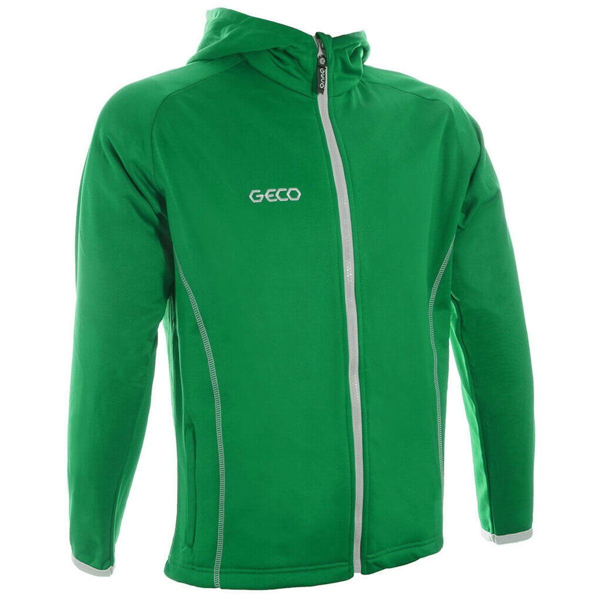 Sportswear Präsentationsjacke Trainingsjacke mit Fußball Geco Kapuze Trainingsjacke Hurrican grün Geco