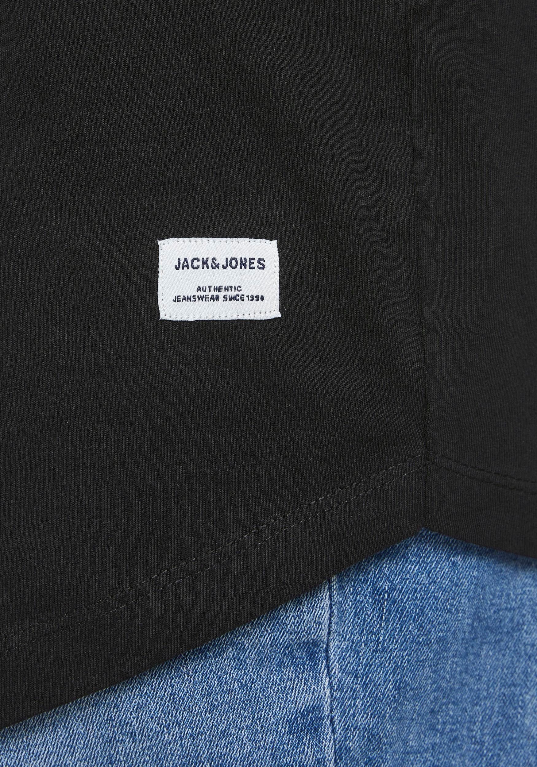 Jack PlusSize Jones Saum, & NOA schwarz 6XL mit abgerundetem T-Shirt TEE bis Größe