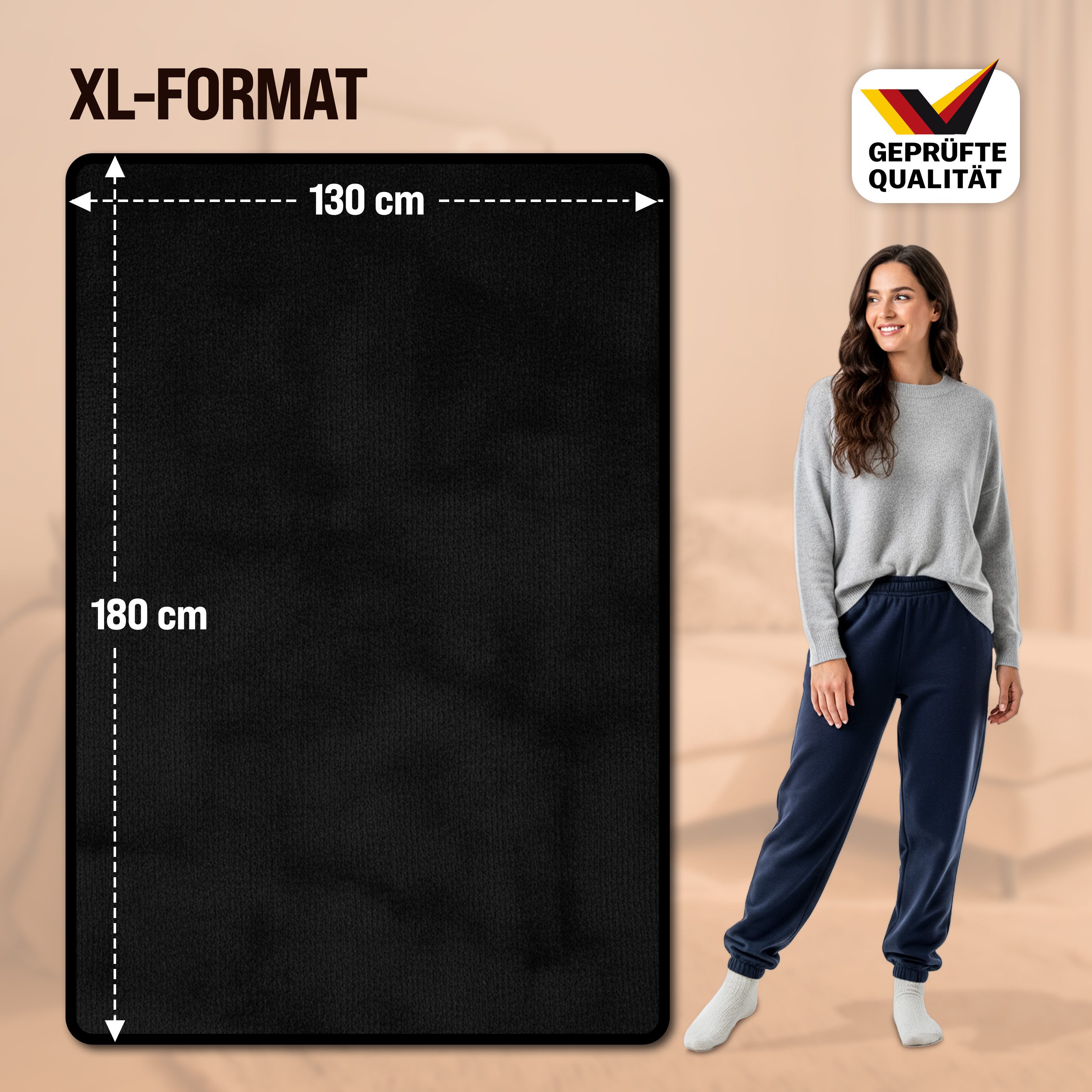 monzana Heizdecke Heizdecke, Fleece 180x130cm 10 Heizstufen Timer 1-10 Stunden anthrazit