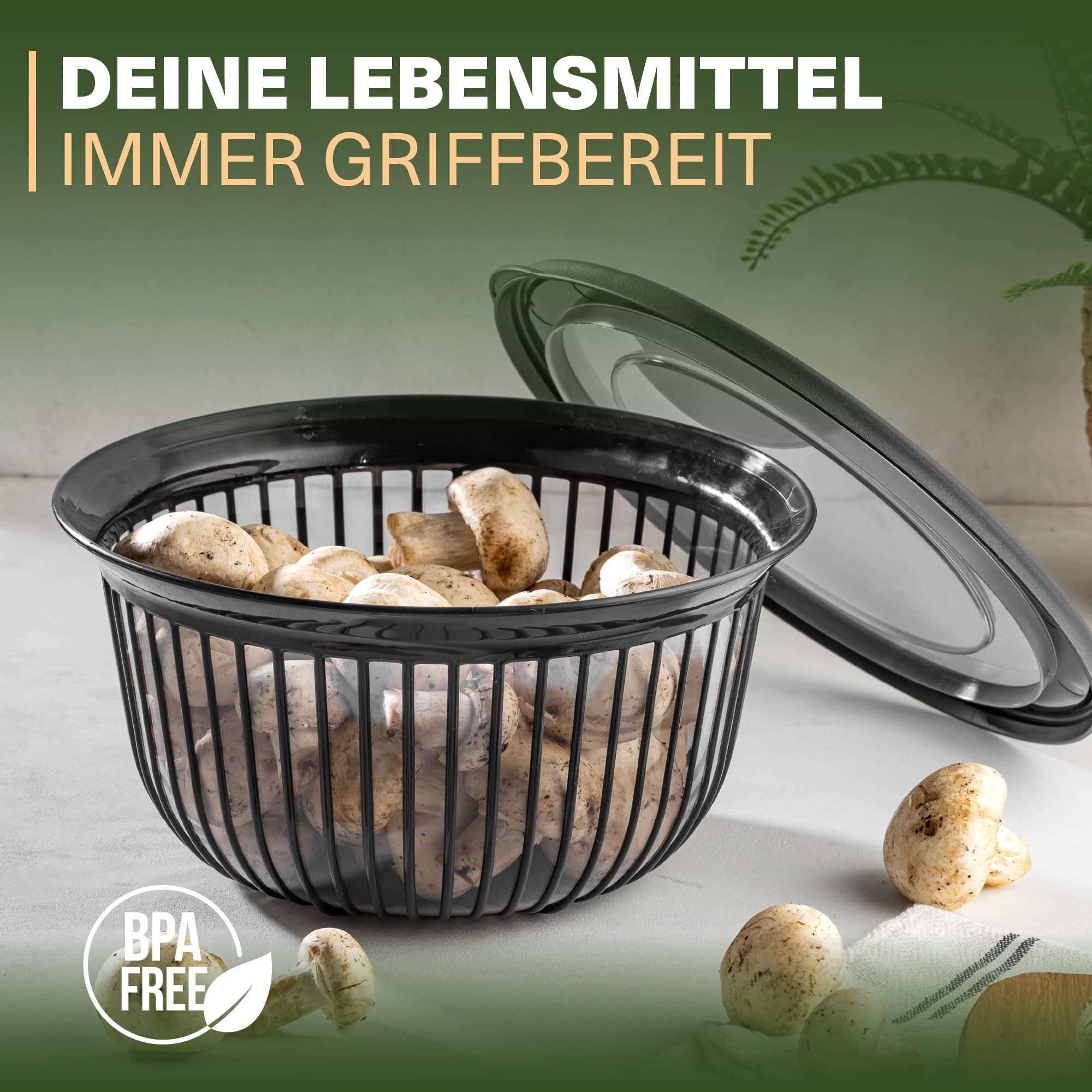 Viwares Schüssel Viwares Schüssel-Set 3er mit Deckel – 1, 2, 3 L Anthrazit, (3-tlg), Schüssel-Set 3er mit Deckel – 1, 2, 3 L Anthrazit – Bild 5 von 5