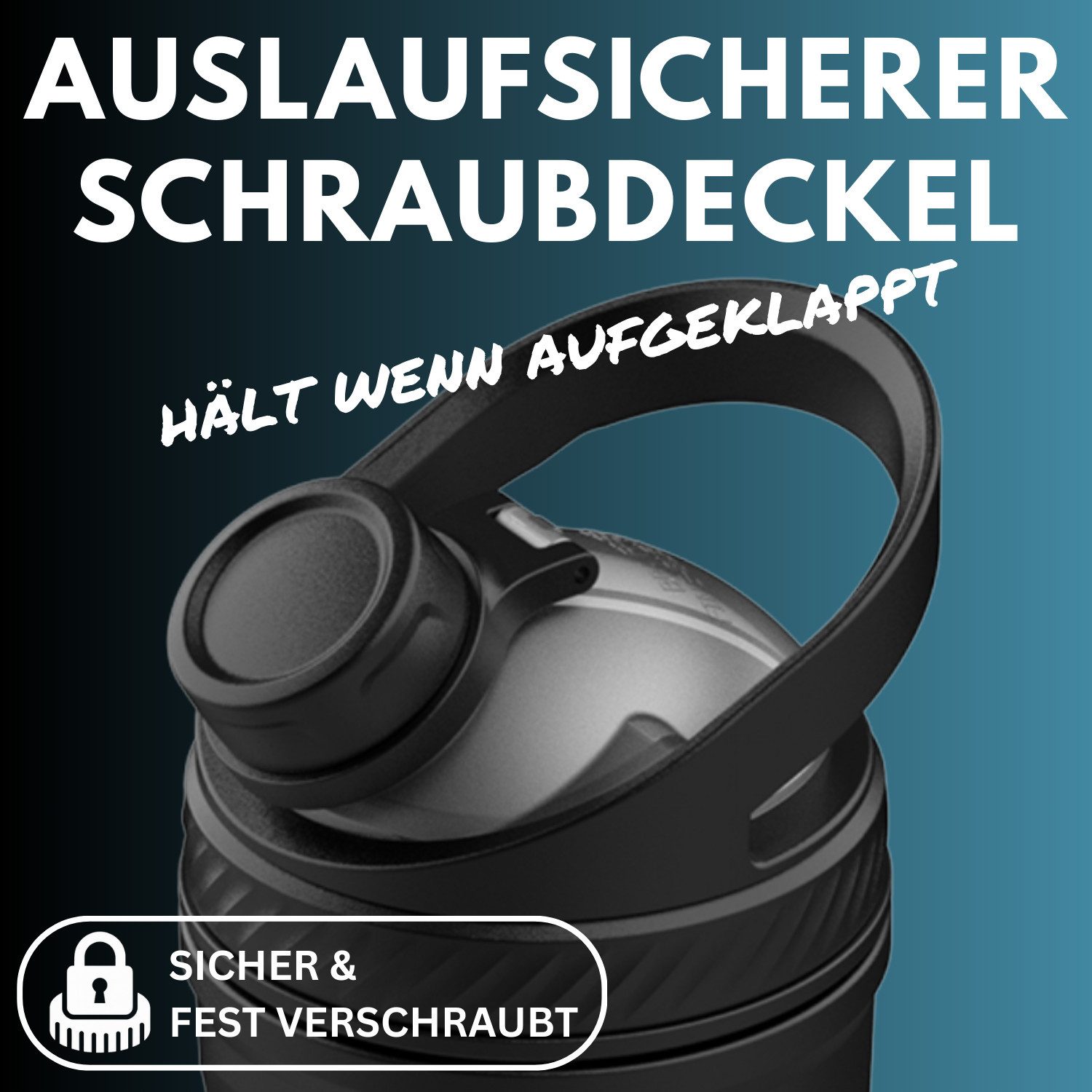 Khroom Protein Shaker aus Edelstahl mit Thermofunktion, 700ml, Fitness Eiweiß Shaker, (12h kalt/warm, spülmaschinenfest), Thermofunktion – Bild 5 von 5