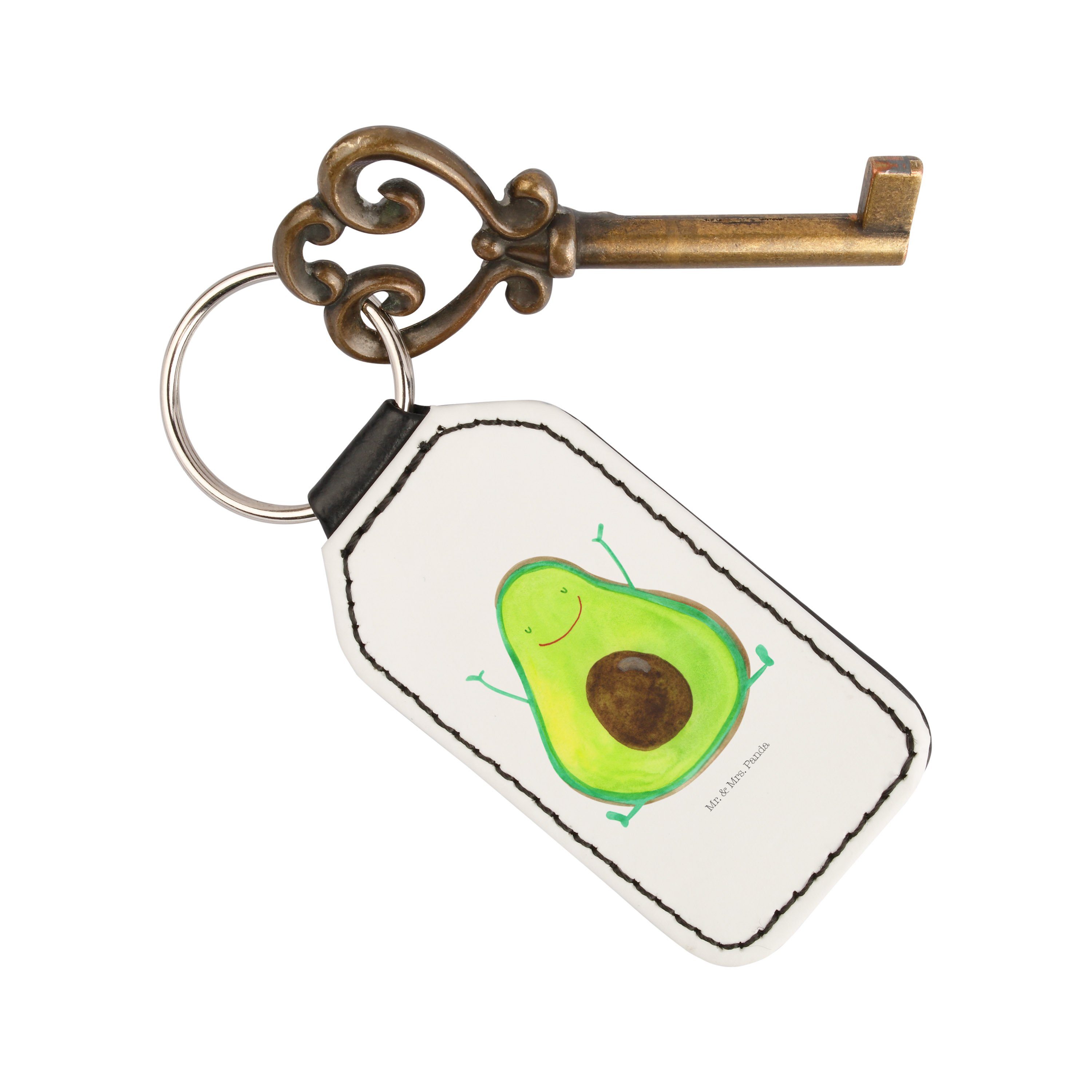 - Happy Weiß Avocado (1-tlg) Schlüsselanhänger, Anhänger, Geschenk, Mrs. Mr. - & Panda Chaos, Schlüsselanhänger