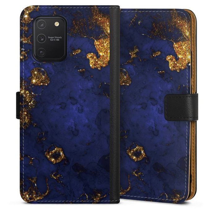 DeinDesign Handyhülle Marmor Gold Utart Blue and Golden Marble Look Samsung Galaxy S10 Lite Hülle Handy Flip Case Wallet Cover