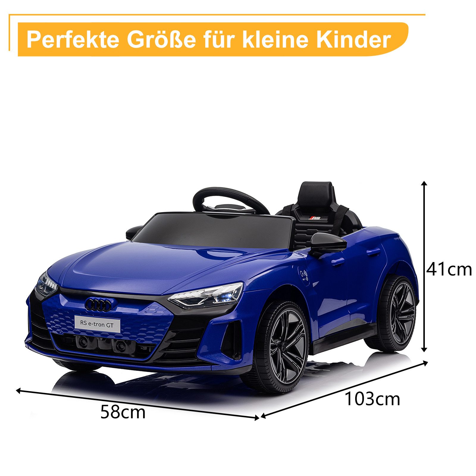 LALAHO Elektro-Kinderauto Elektro-Kinderauto,Kinderfahrzeug,Fernbedienung,Musik,Licht, verstellbarem Sicherheitsgurt und Audi RS e-tron GT Design