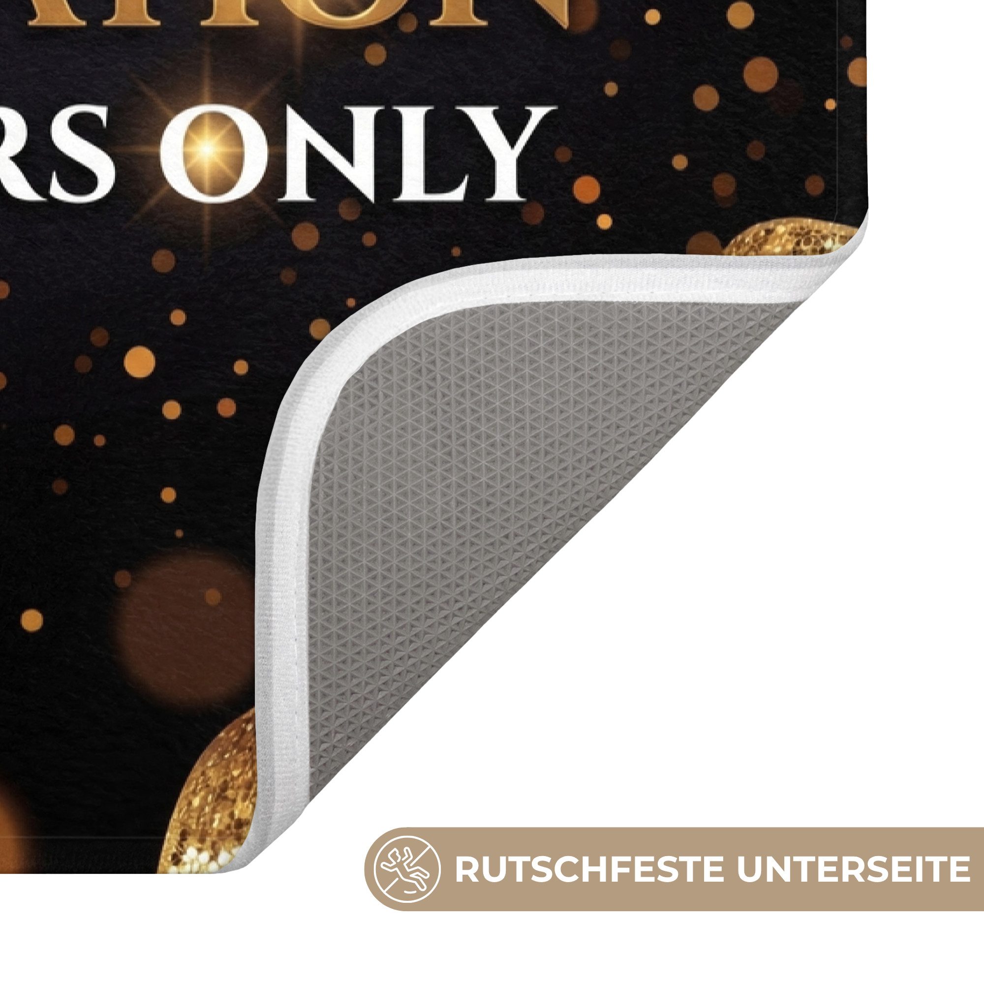 OnlyWow WC-Vorleger Einladung - VIP - Krone - Gold, Höhe 10 mm, Polyester, Rechteckig, WC Teppich, Toilettenvorleger, Toilettenteppich, Badematte 40x60 cm – Bild 3 von 5