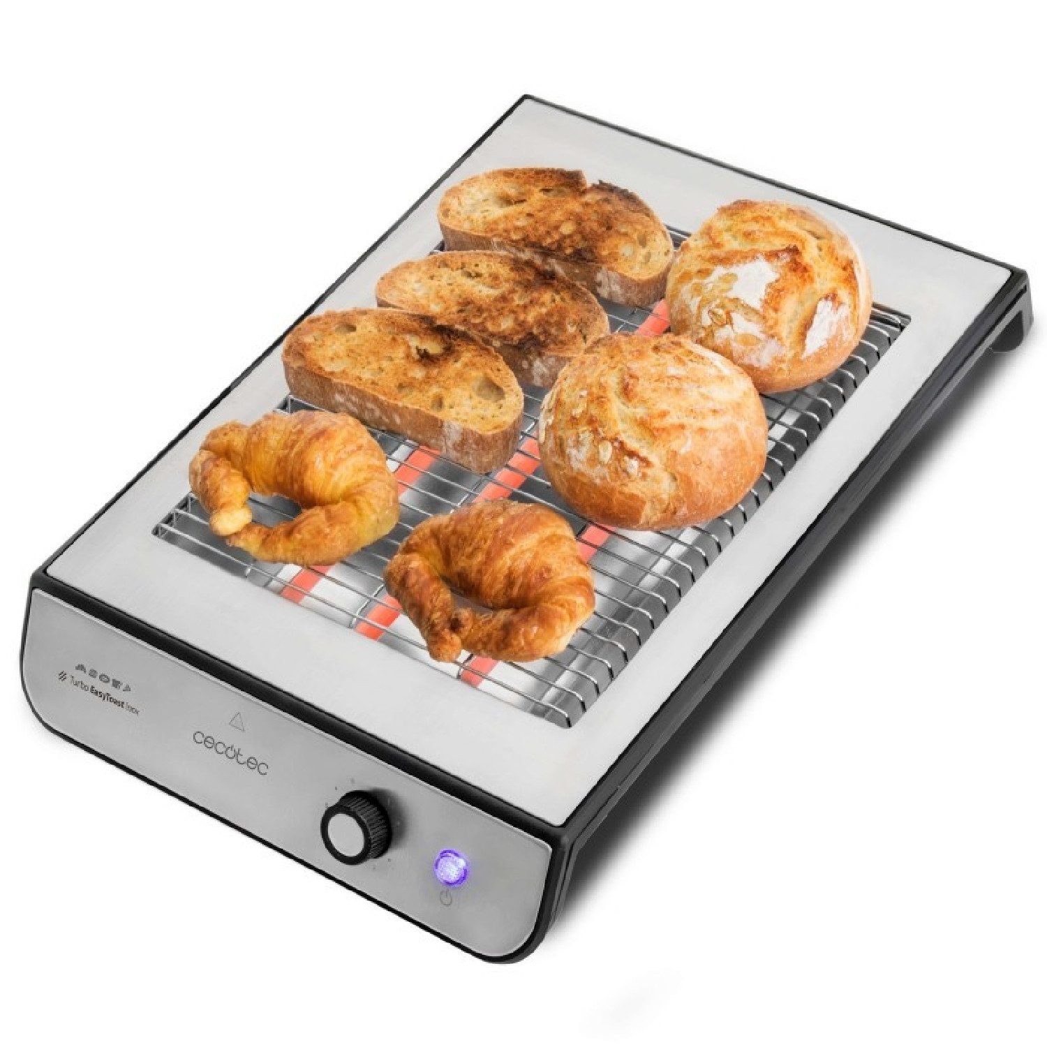 Cecotec 2-in-1-Toaster Tostador Plano Turbo Easytoast Inox, 900 W, Tostador Plano Turbo Easytoast Inox