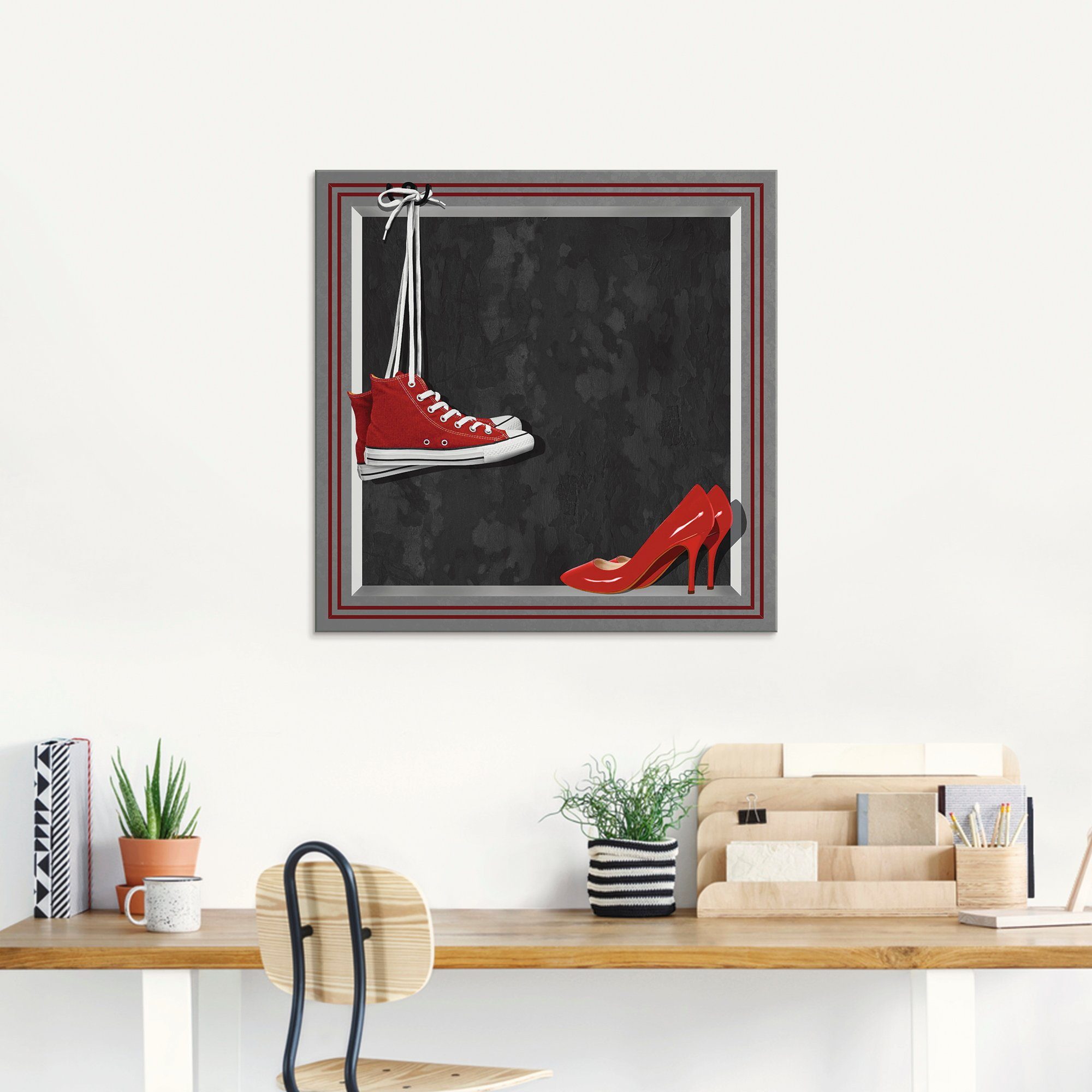 Artland Glasbild Die roten Schuhe, Mode (1 St), in verschiedenen Größen