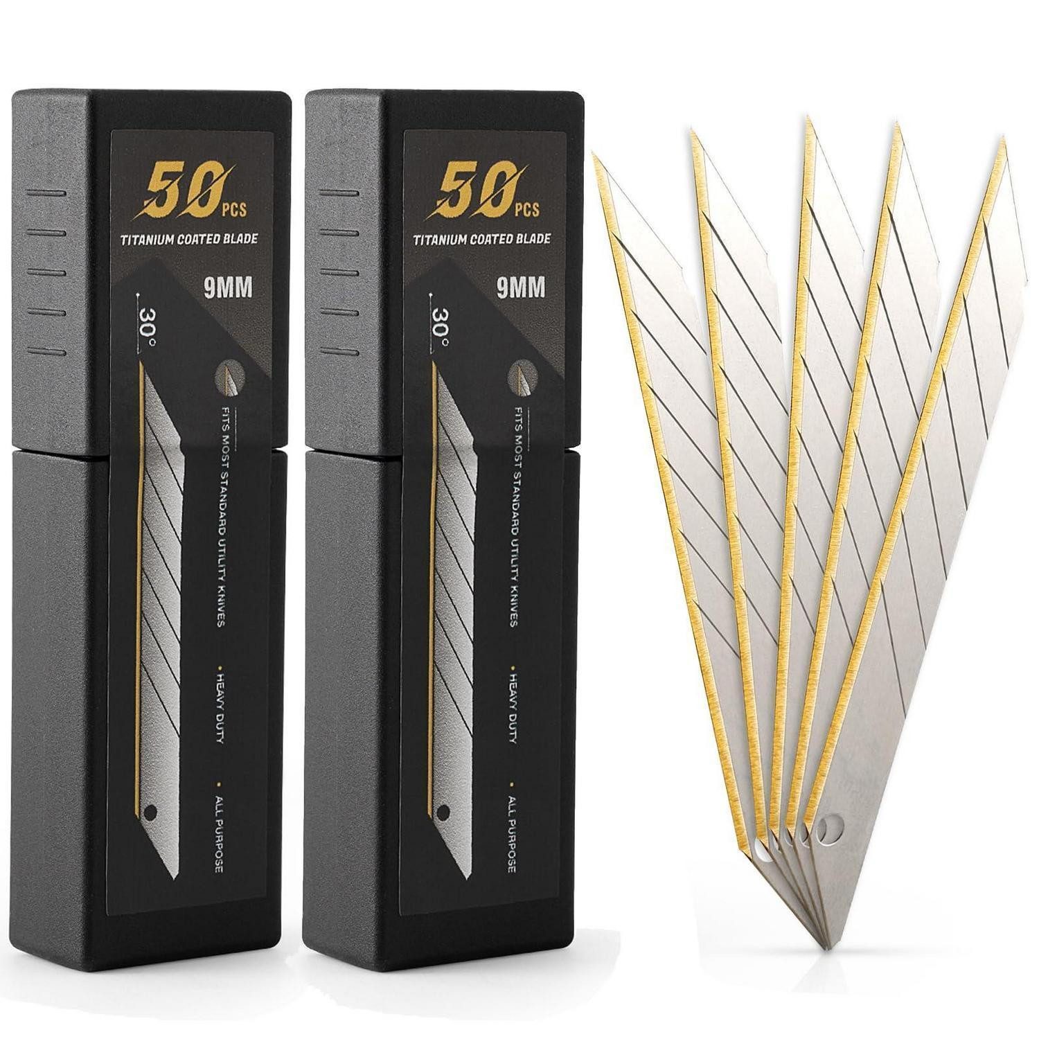 LuxusKollektion Cuttermesser Cuttermesser Klingen 9mm Titan 100 Stück