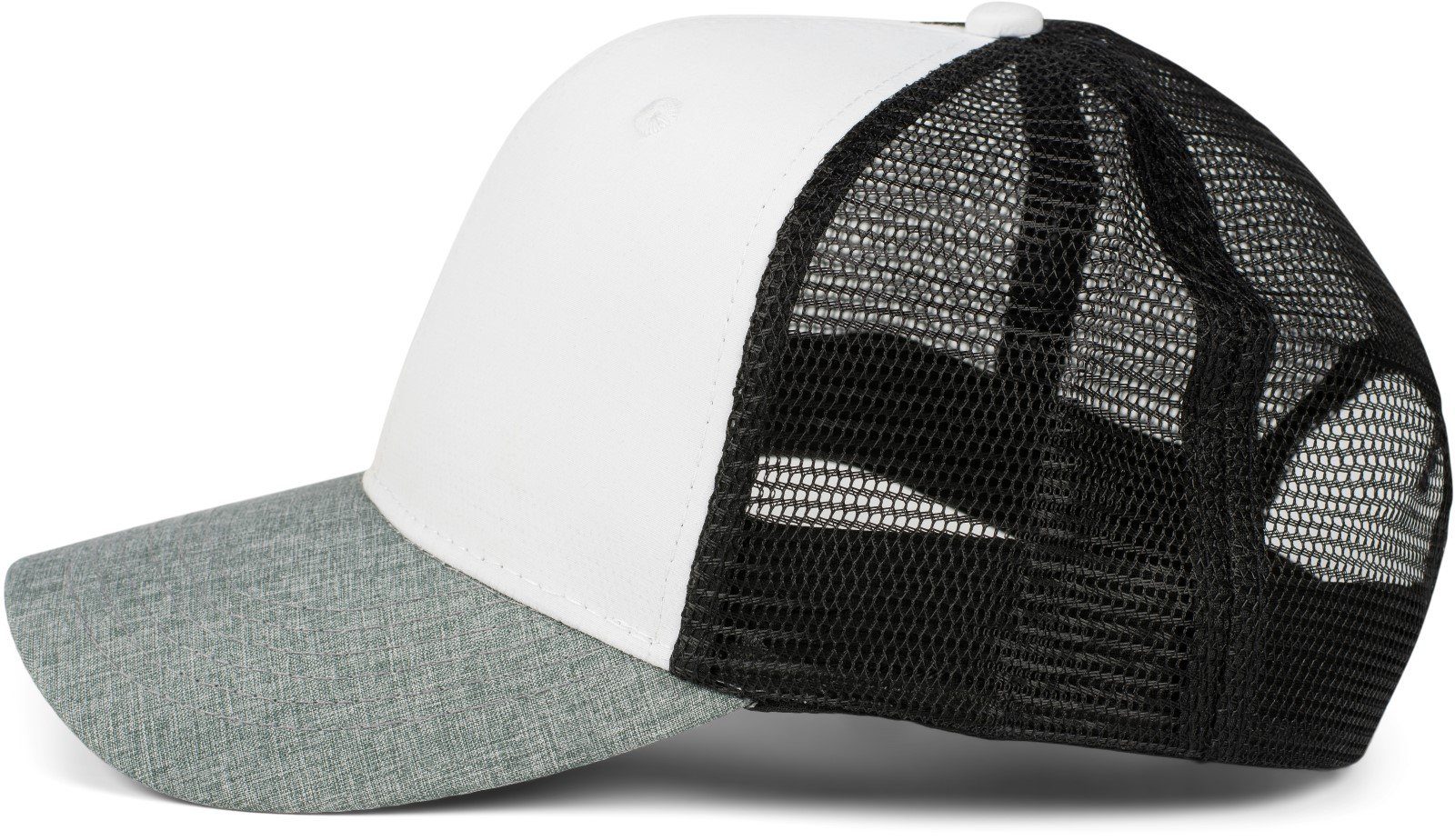 styleBREAKER Trucker Cap (1-St) Grau Snapback mit / Mesh Cap meliert Weiß Einsatz / Meliert Schwarz