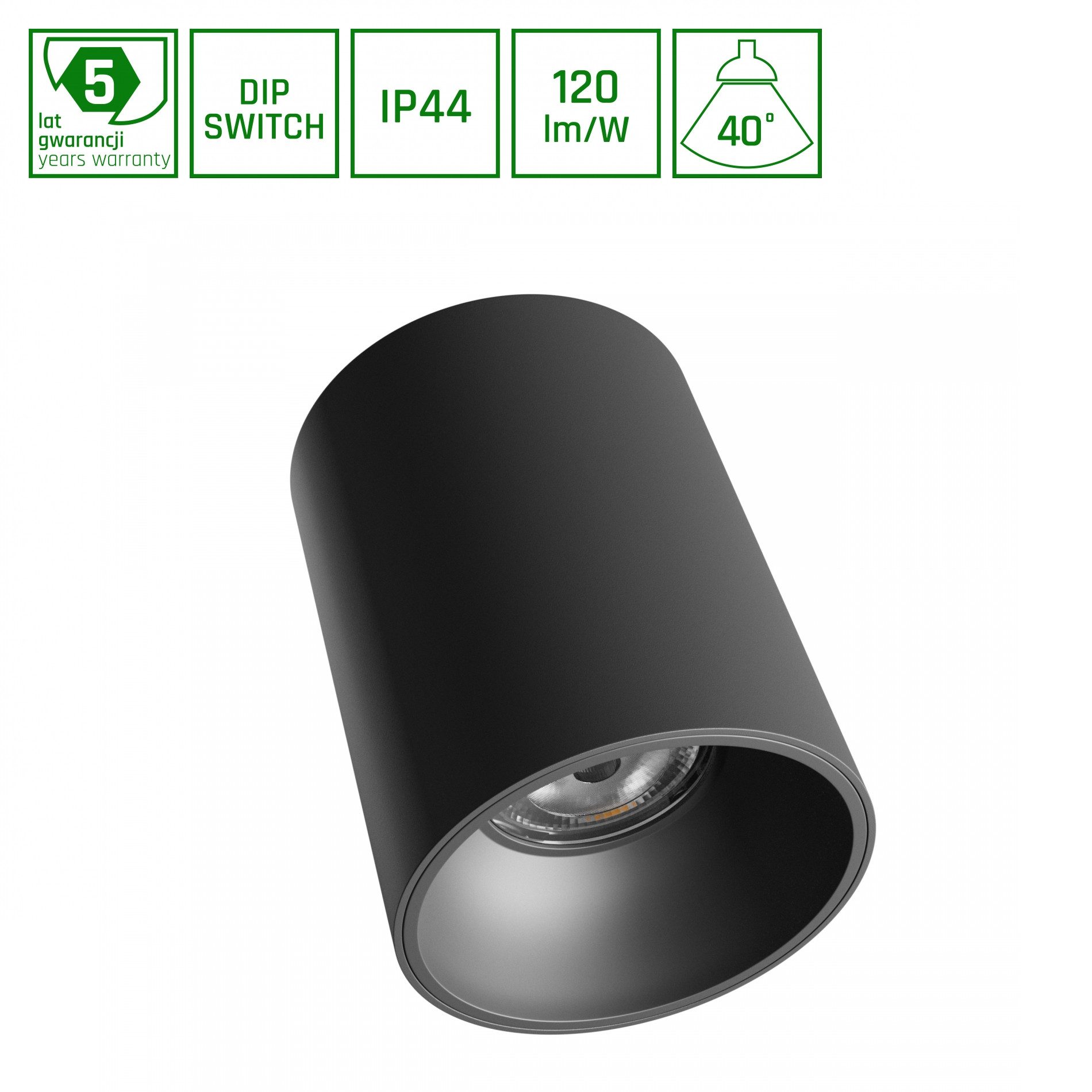 Spectrum Aufbauleuchte LED Deckenleuchte 14-27W 40° DIP SWITCH 3250lm UGR>19 Neutral 4000K, Leuchtmittel fest integriert, Neutralweiß, IP44, 40°, DIP SWITCH, UGR>19