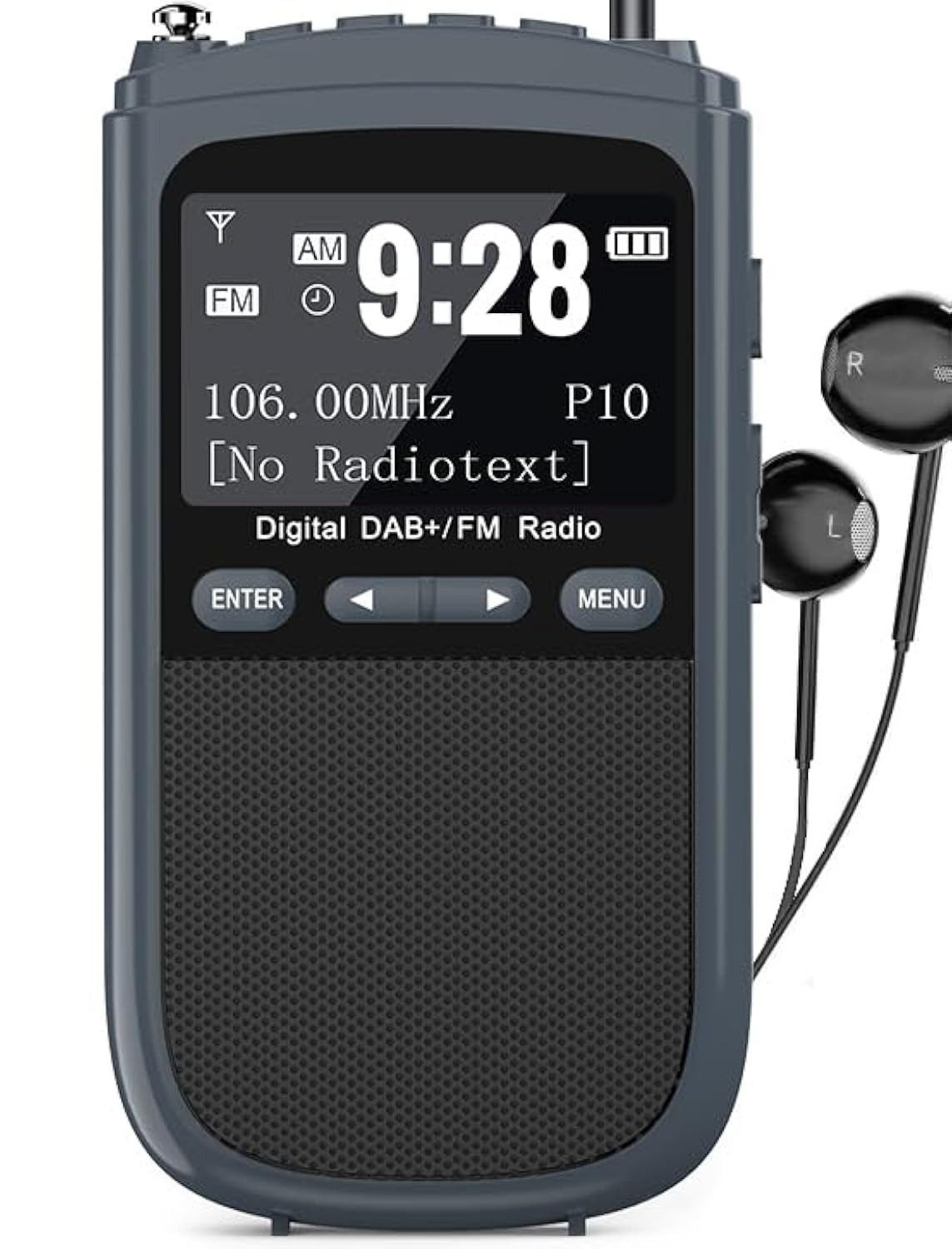 Greadio Digitalradio, 898 DAB Radio (Digitalradio (DAB), FM-Tuner, DAB/DAB+ FM, 800mAh Akku, LCD, Wecker & Sleep-Timer, Grau)