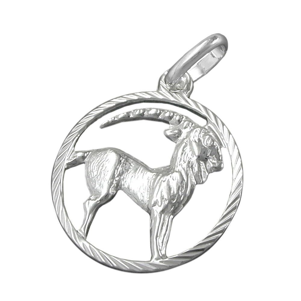 Sternzeichenanhänger Anhänger Sternzeichen Steinbock 925 Silber 15 mm