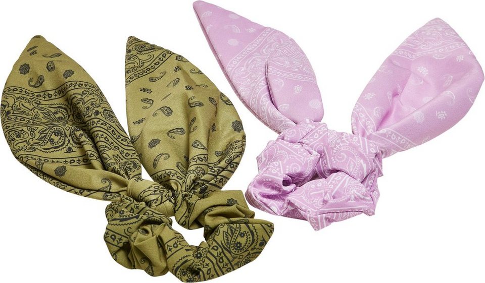 URBAN CLASSICS Schmuckset Accessoires Bandana Print Scrunchies With XXL Bow  2-Pack (1-tlg)