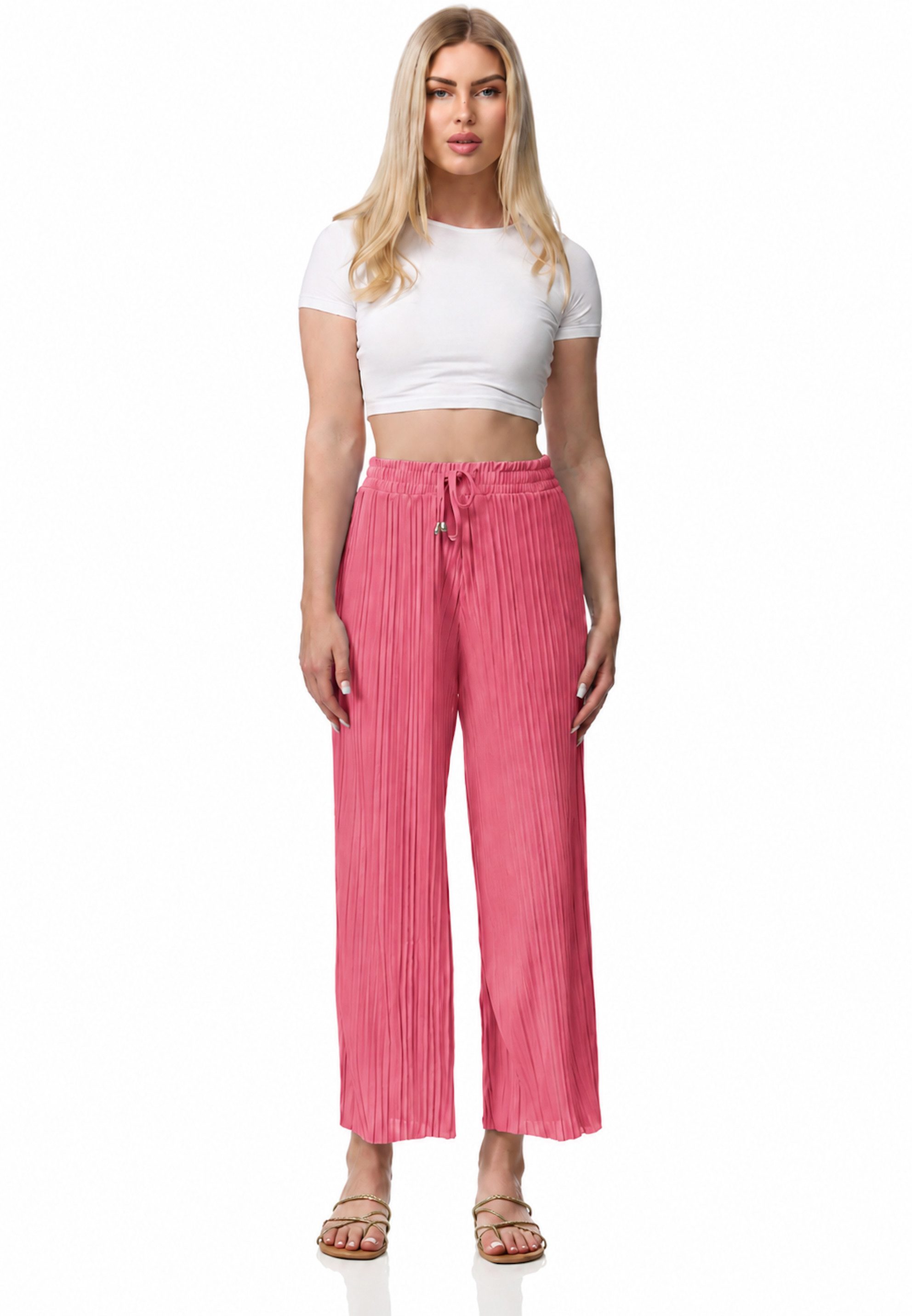 Worldclassca Stoffhose Worldclassca Stoffhose Plissierte Sommer Hose weitem Bein Faltenhose Neue Kollektion - Stilvolle und gemütliche Sommer Mode für Damen