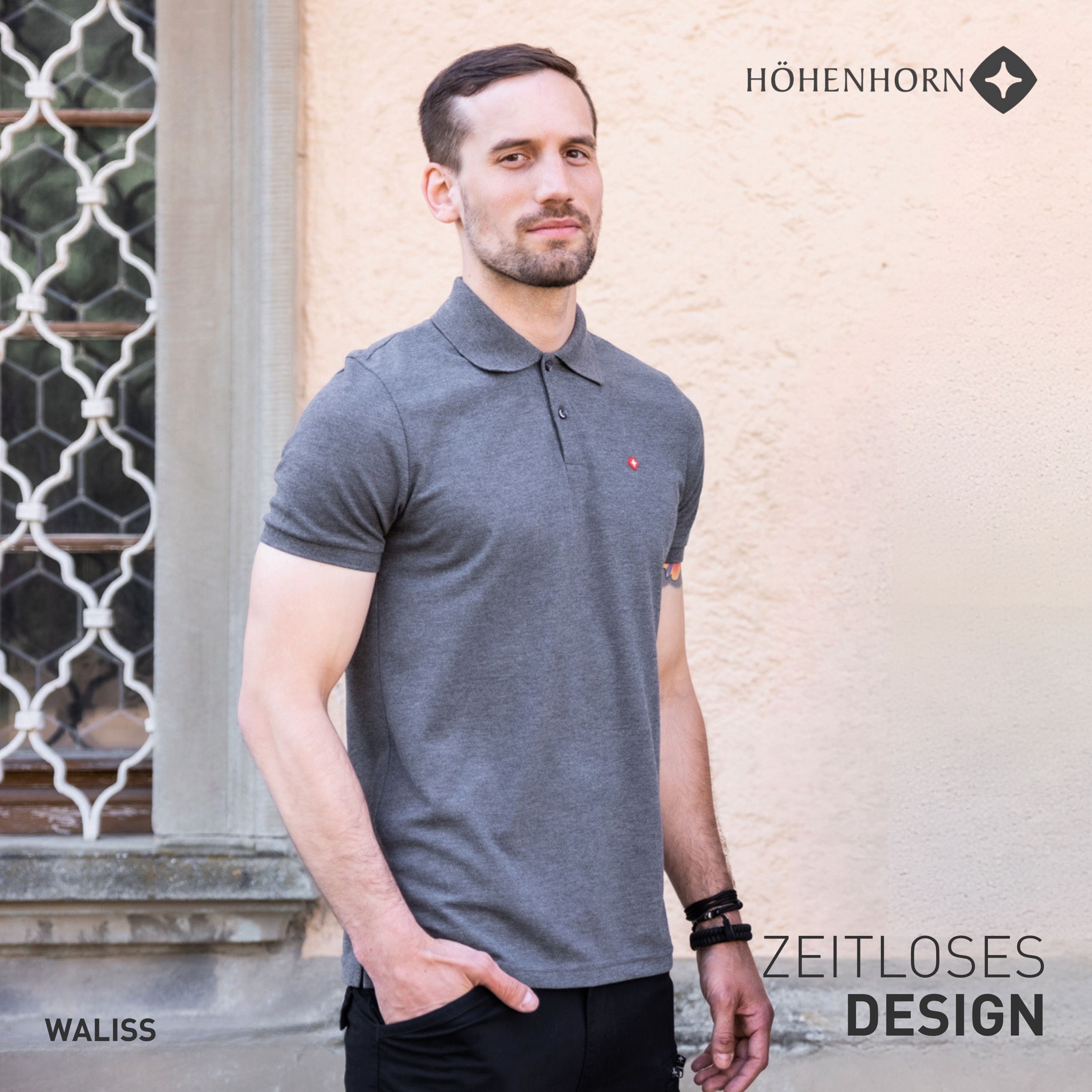 Höhenhorn Poloshirt Waliss Herren Shirt Polohemd für Männer Regular Fit aus Baumwolle Hautfreundlich, Atmungsaktiv, Pflegeleicht