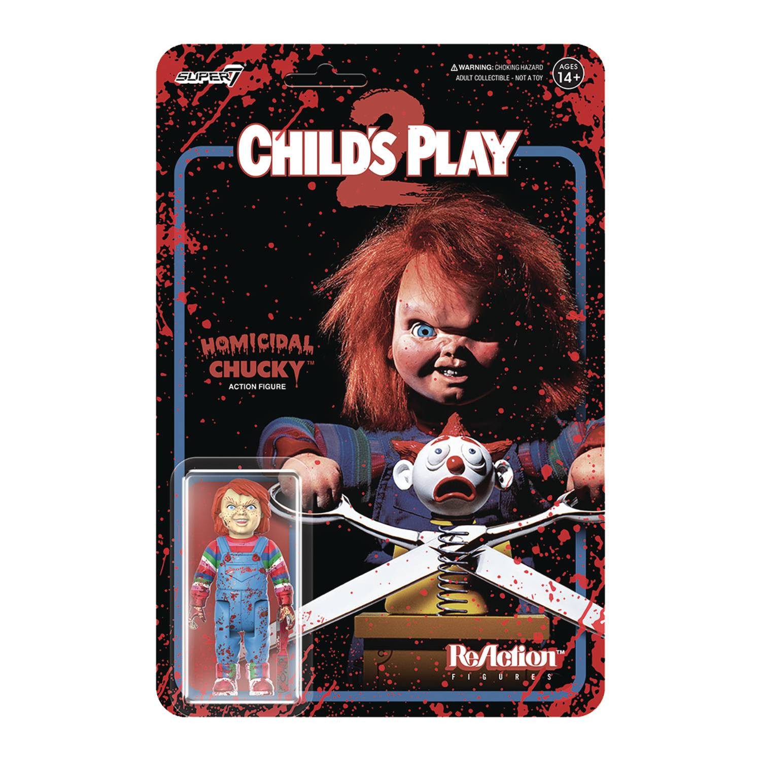 Super7 Actionfigur Child's Play 2 Homicidal Chucky (Blood Splatter) 3 3/4-inch ReAction A