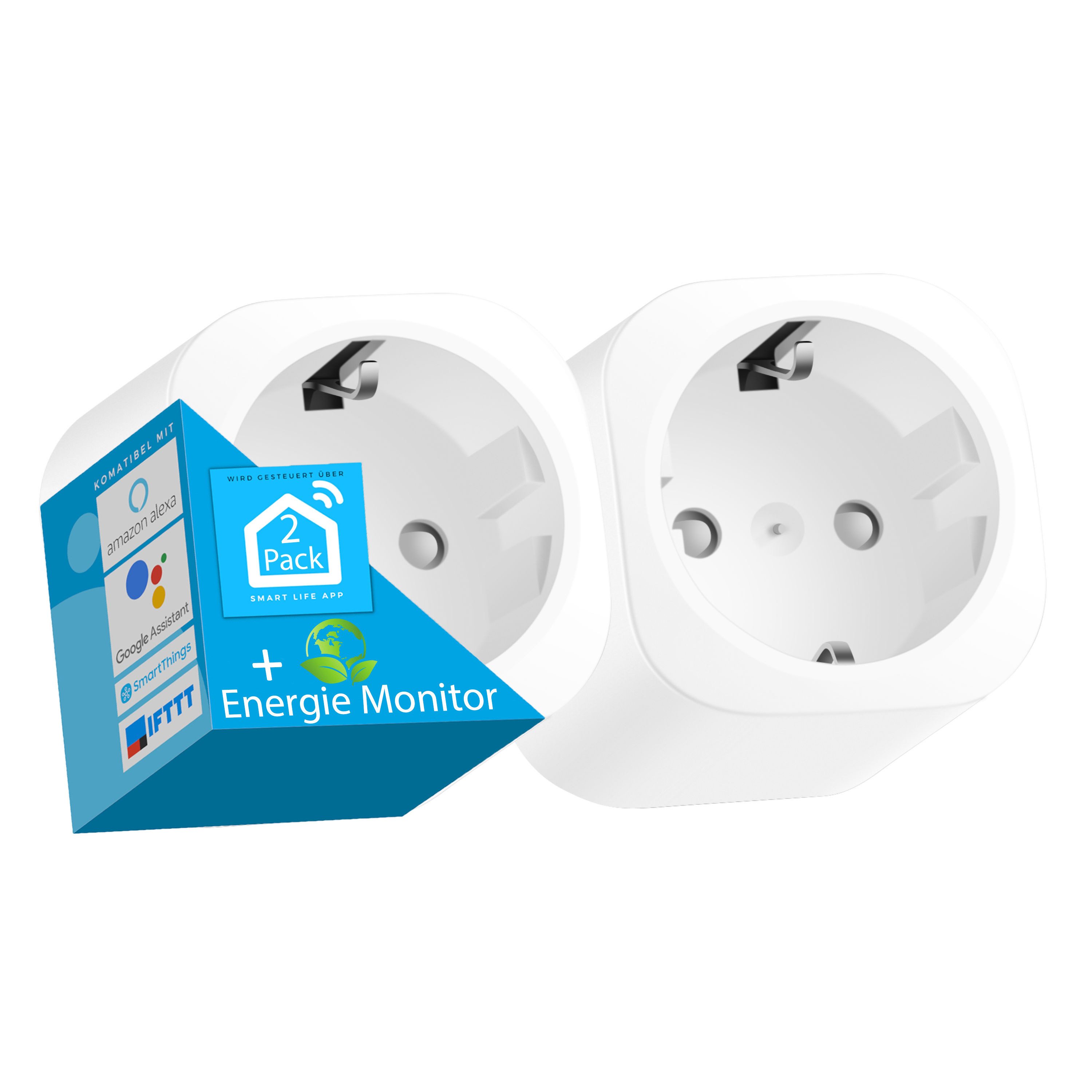 echos WLAN-Steckdose Eco-4072, max. 3680 W, Spar-Set, Steuerung per App,Alexa/ Google kompatibel,WLAN, 2.4 GHz,Max. 16A