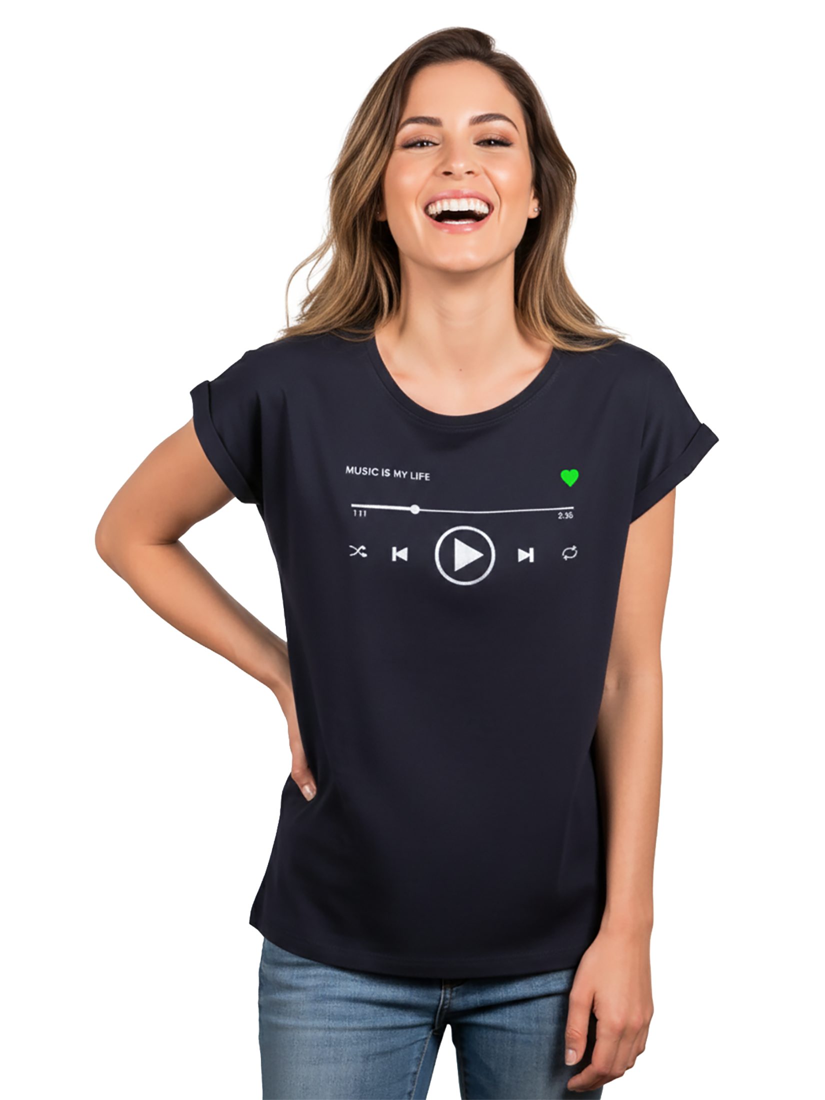 MAKAYA Print-Shirt Damen Kurzarm Top Sommer Motiv Musik Aufdruck Baumwolle große Größen