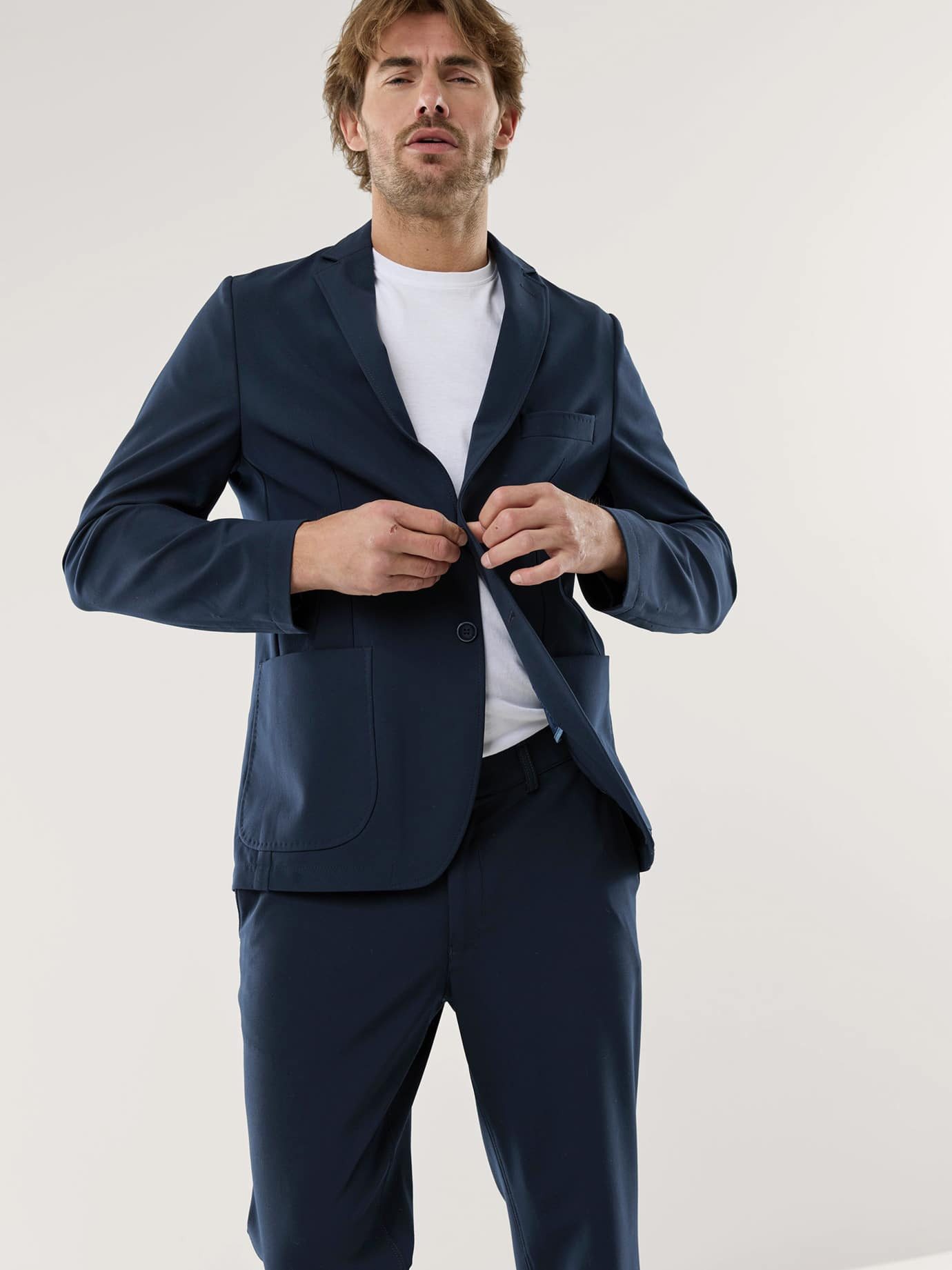 Walbusch Anzugsakko Herren Macht alles mit Sakko Anzugsakko Modern Fit knitterfrei, Reverskragen, modern, Kurzgröße