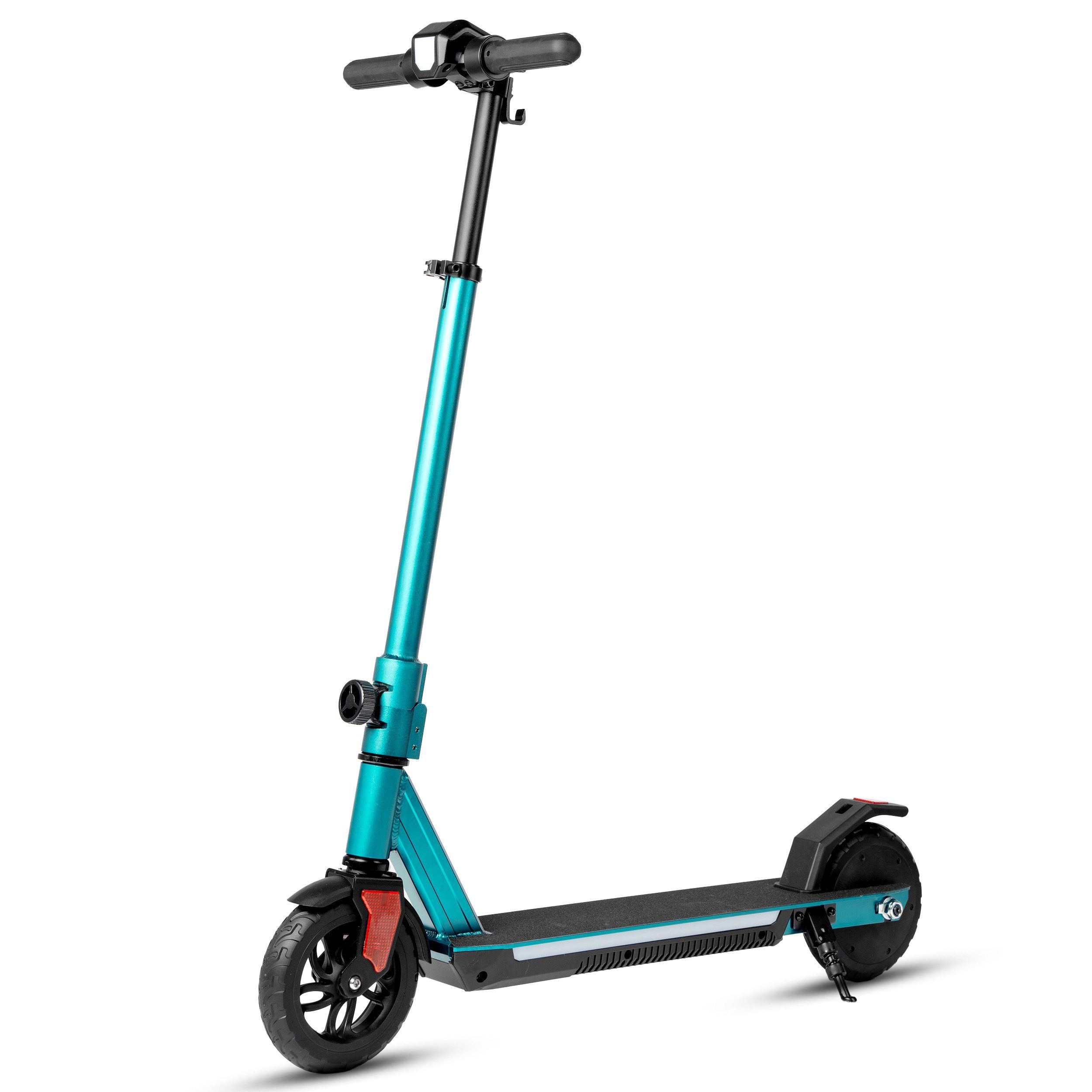 Vankel E-Scooter Kinder ab 6 Jahren, E roller, Cityroller, klappbar, 10-15km, 150 W, 14 km/h, (LED-Display, Aluminiumrahmen, EBS+Fußbremse, LED-Frontscheinwerfer), Elektro-Kinderroller, Bunte Leuchten, 50kg Tragkraft, höhenverstellbar