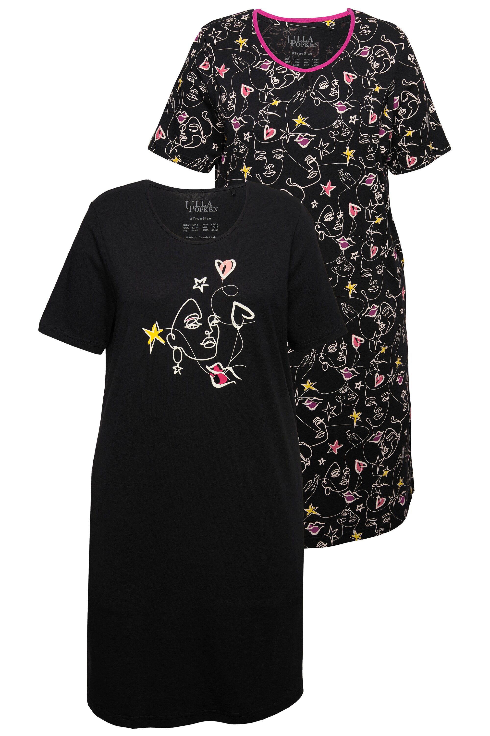 Ulla Popken Bigshirt Bigshirts 2er-Pack Scribble-Herz günstig online kaufen