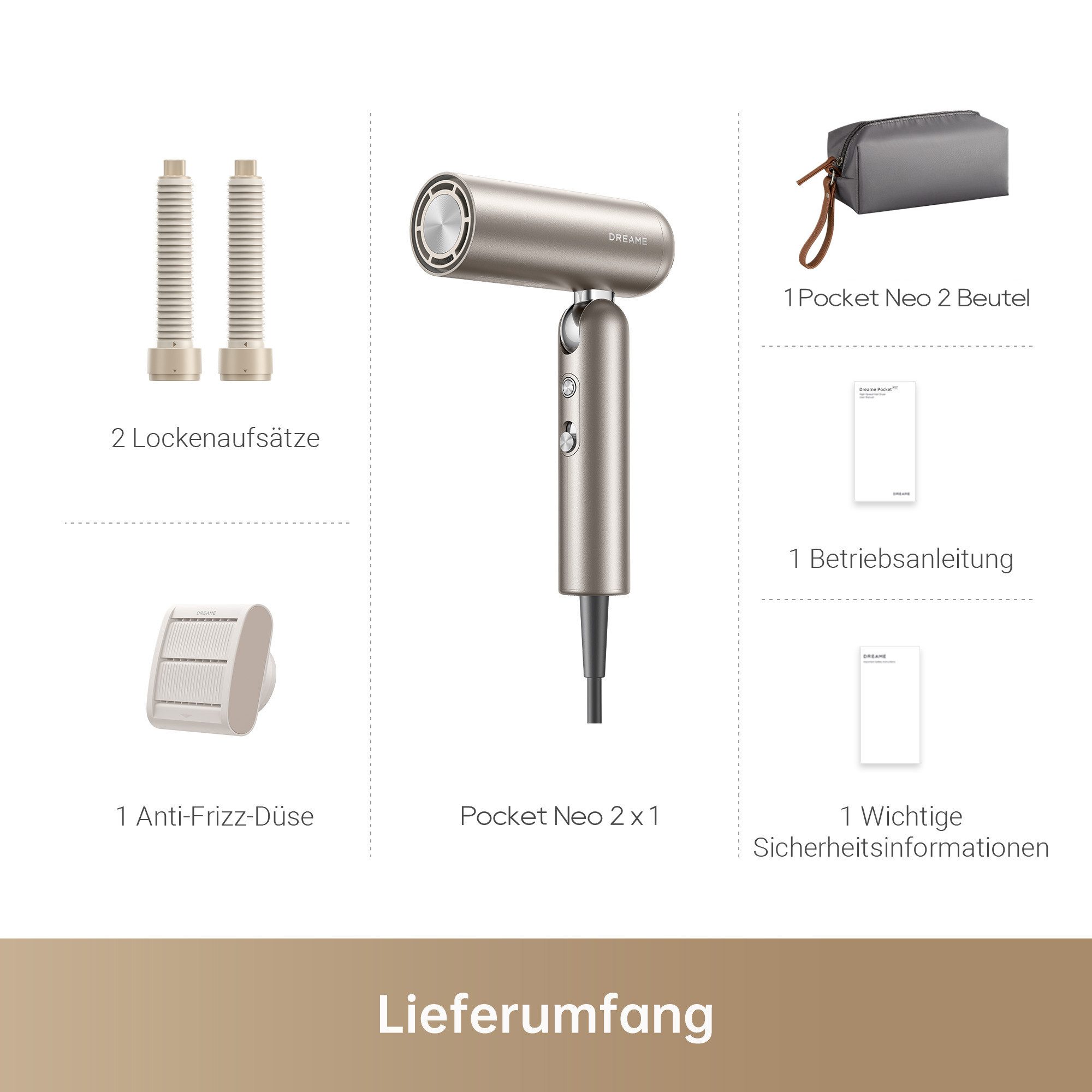Dreame Haartrockner Pocket Neo 2, 1300 W