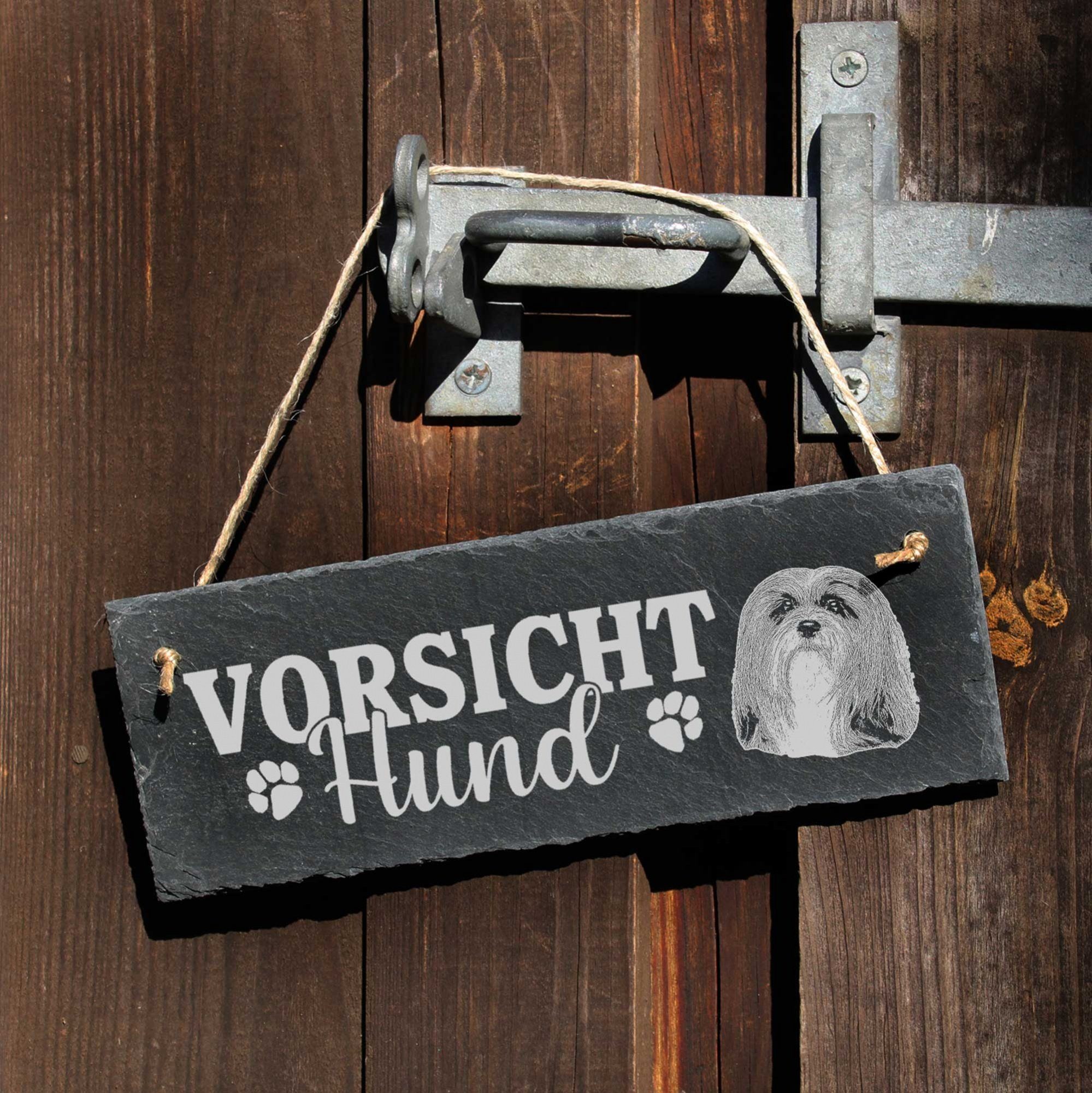 Dekolando Vorsicht Lhasa Schild Hängedekoration Apso Hund 22x8cm