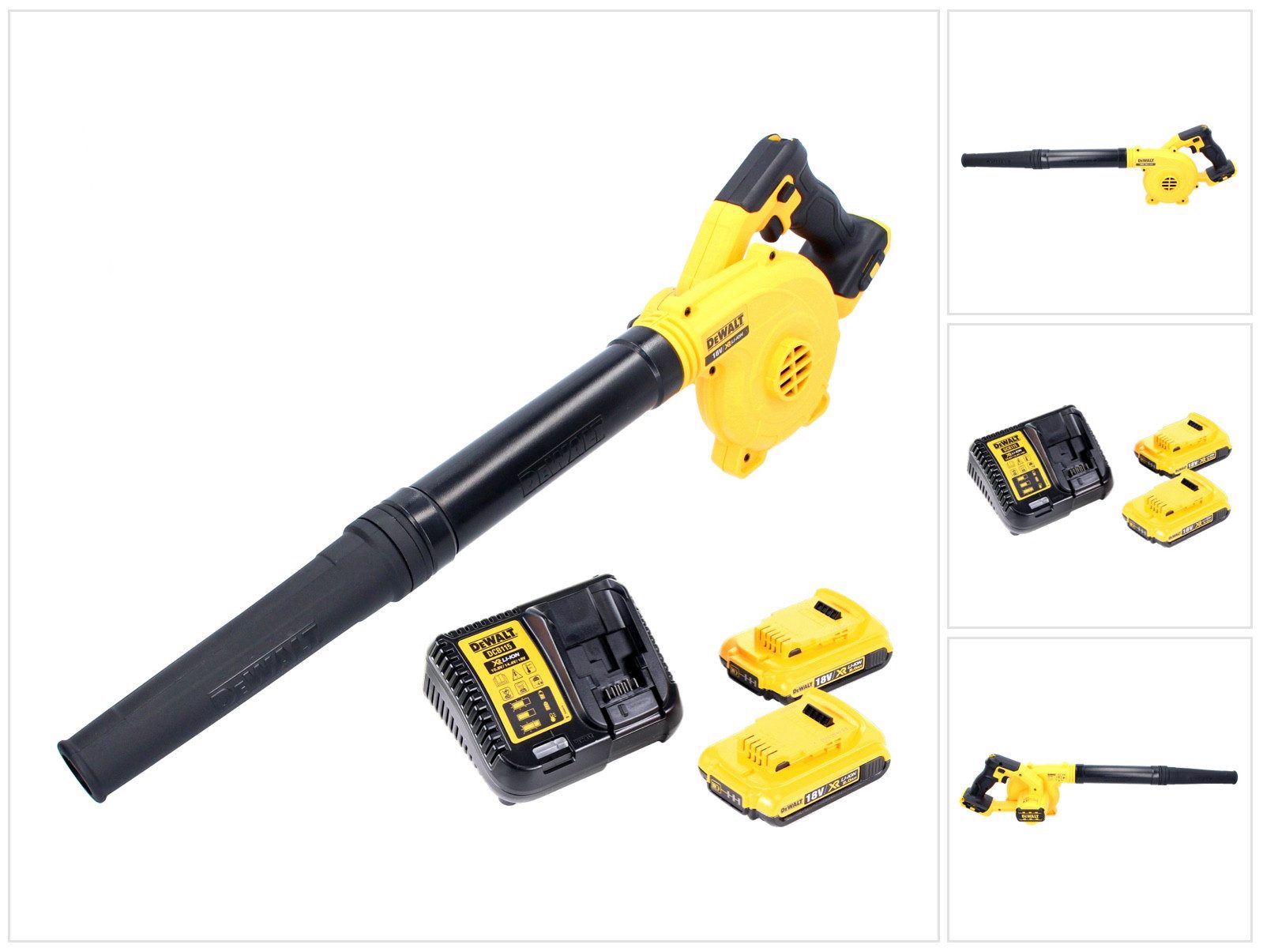 DeWalt Akku-Laubbläser DCV 100 D2 Akku Gebläse / Laubbläser 18 V + 2x Akku 2,0 Ah + Ladegerä