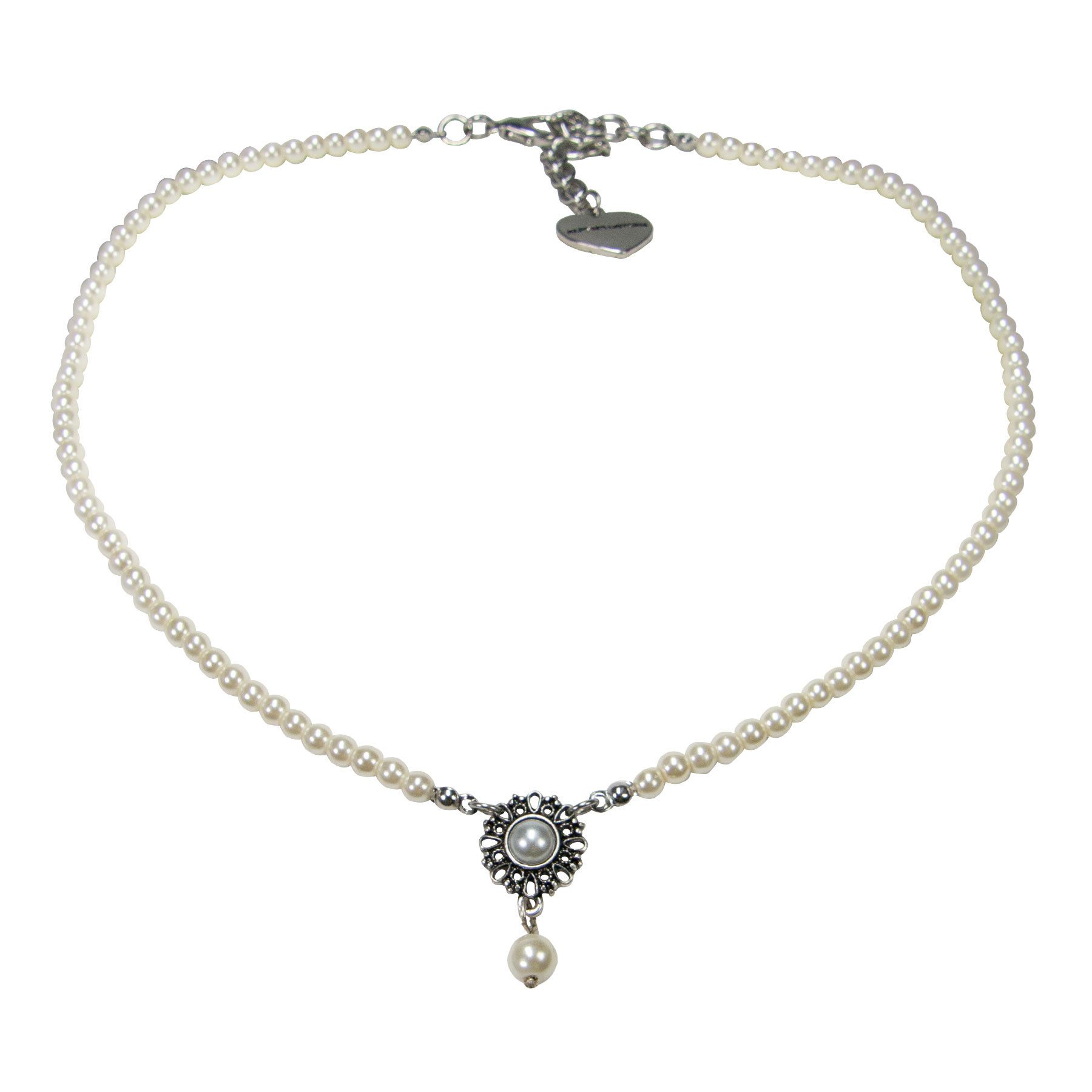 Alpenflüstern Collier Trachten-Perlen-Halskette Helena (creme-weiß), - elegante Trachtenkette - nostalgischer Damen-Trachtenschmuck, filig
