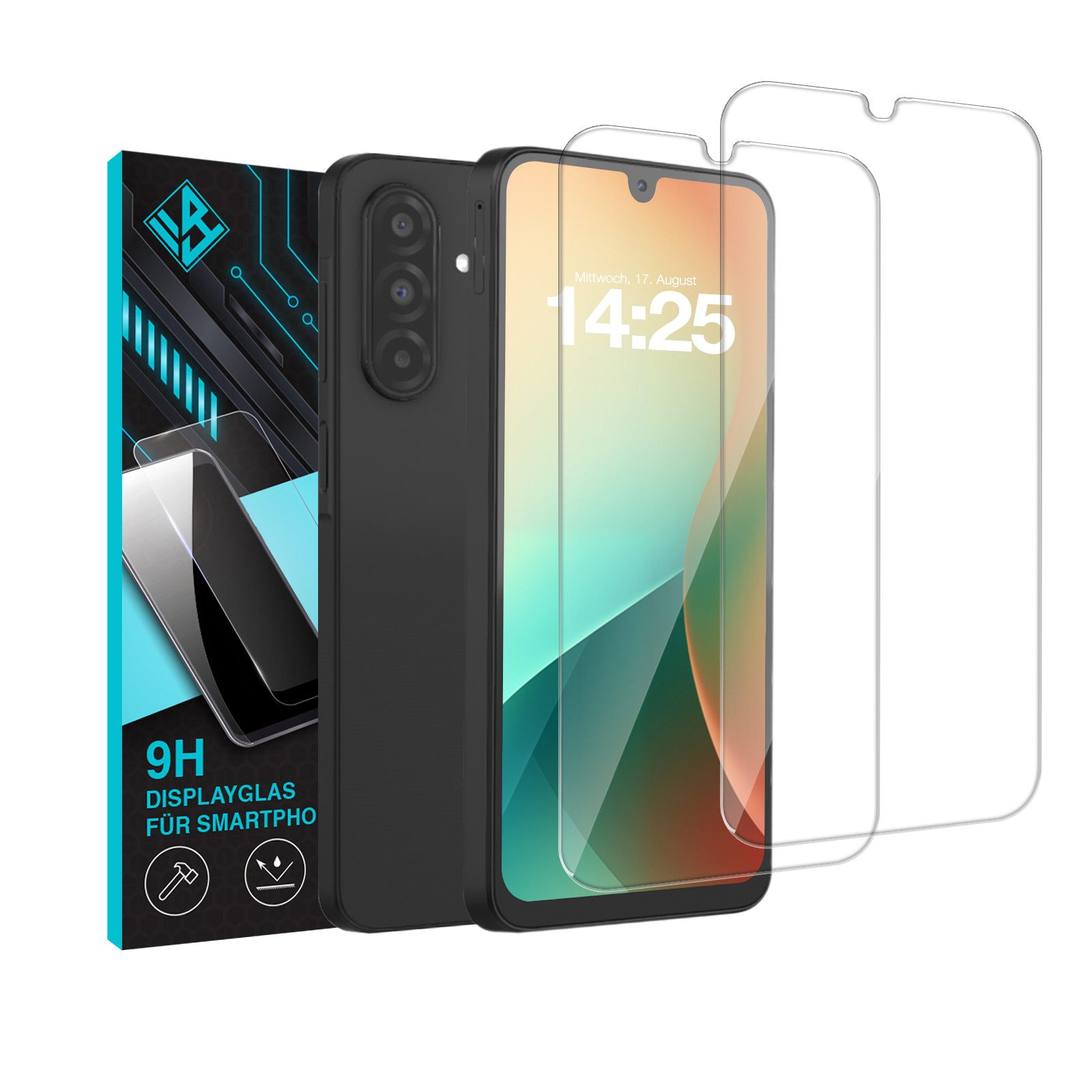 Tec-Expert Displayschutzglas 2X 9H Displayglas für Samsung Galaxy A17 für Samsung Galaxy A17, Displayschutzfolie, 2 Stück, Displayschutz, Schutzglas, Bildschirmschutz, kratz- & stoßfest