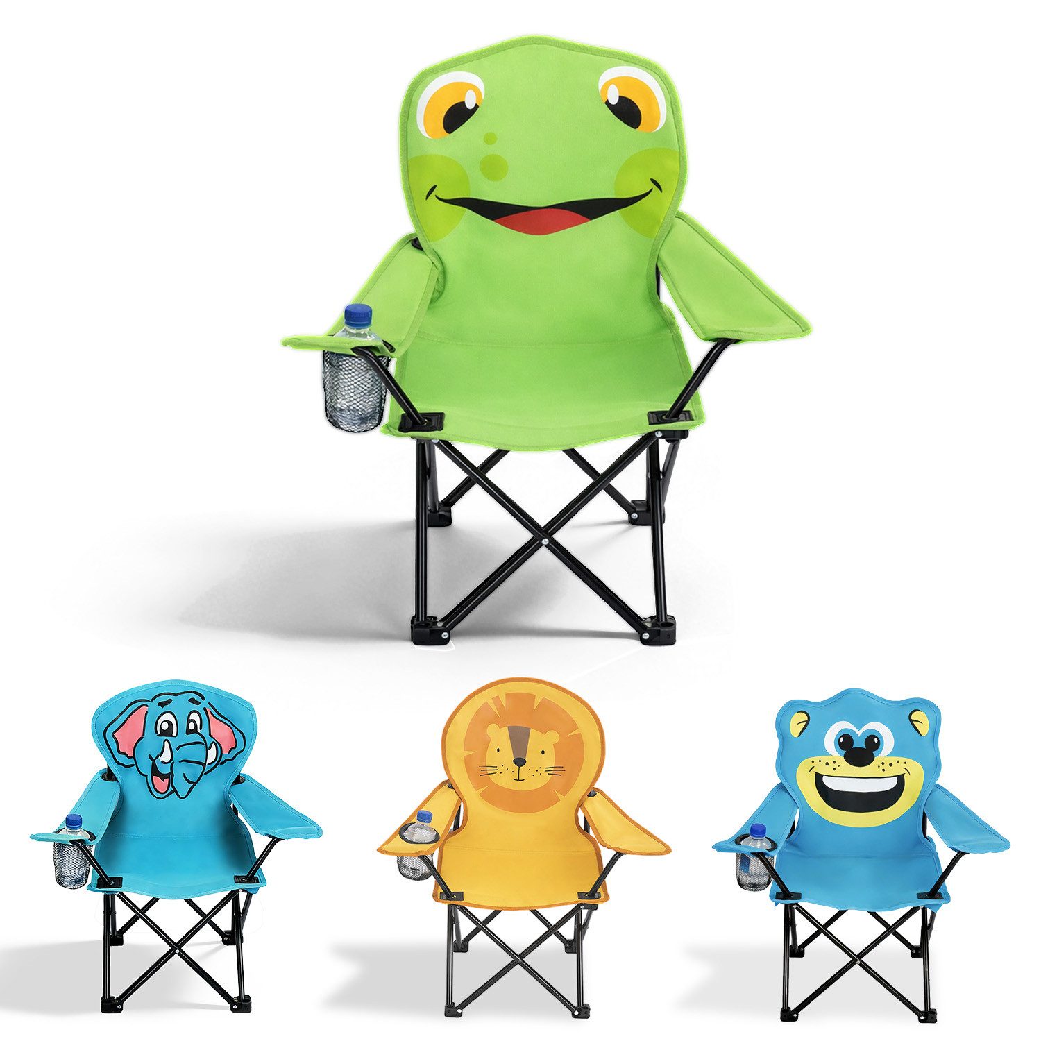 SUNULA Campingstuhl Kinder Klappstuhl Gartenstuhl Camping Kinderklappstuhl Anglerstuhl, Kinder-Anglersessel, wählbar als Bär, Elefant, Frosch oder Löwe