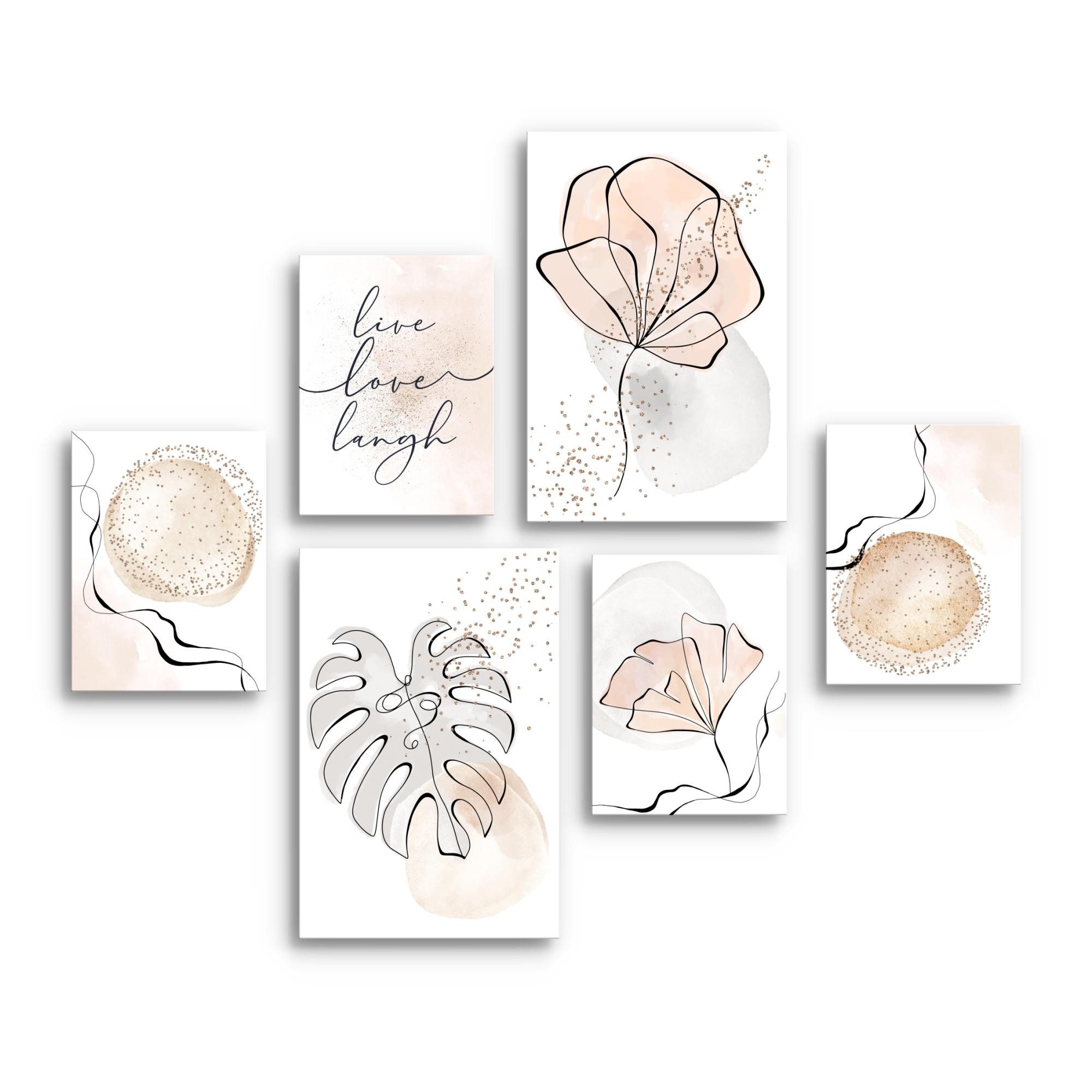 Novart Wandbild Natur Landschaft Beige KEIN EXTRA RAHMEN BENÖTIGT Modern Deko Bilder, Blumen