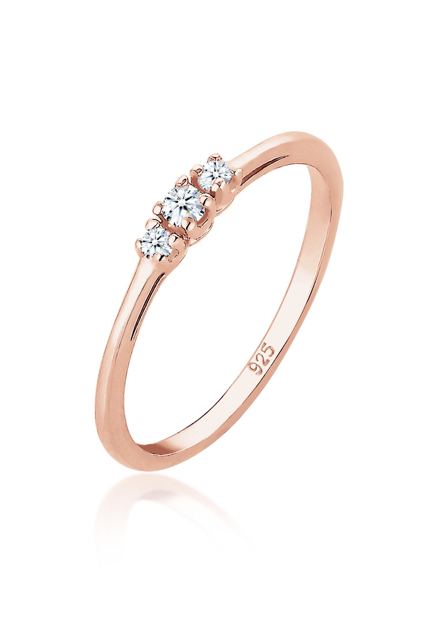 Elli DIAMONDS Verlobungsring Verlobungsring Diamant (0.06 ct) Zart 925 Silber Rosegold