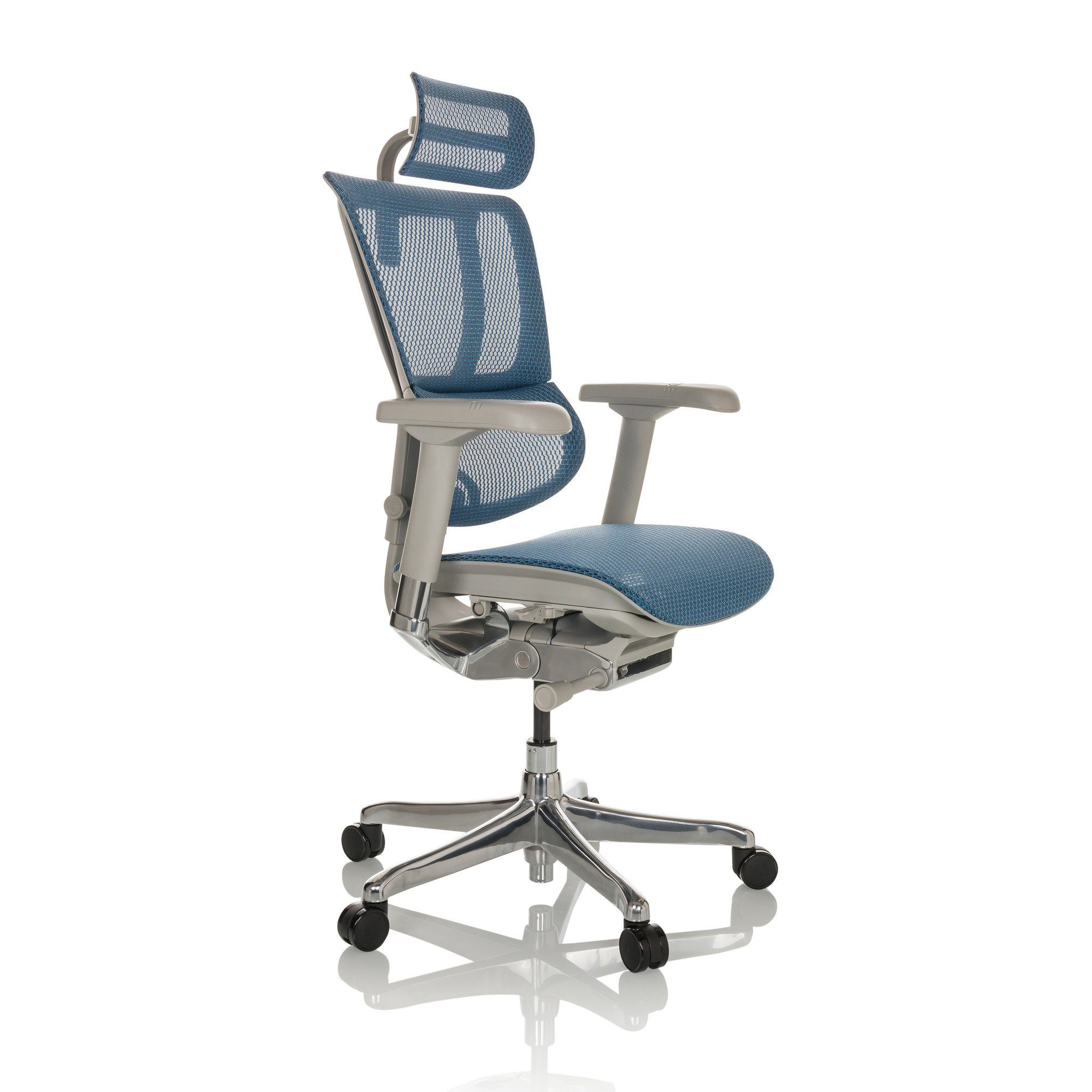 Drehstuhl Chefsessel hjh I ERGOHUMAN ergonomisch Blau Bürostuhl SLIM (1 G Netzstoff St), Luxus OFFICE