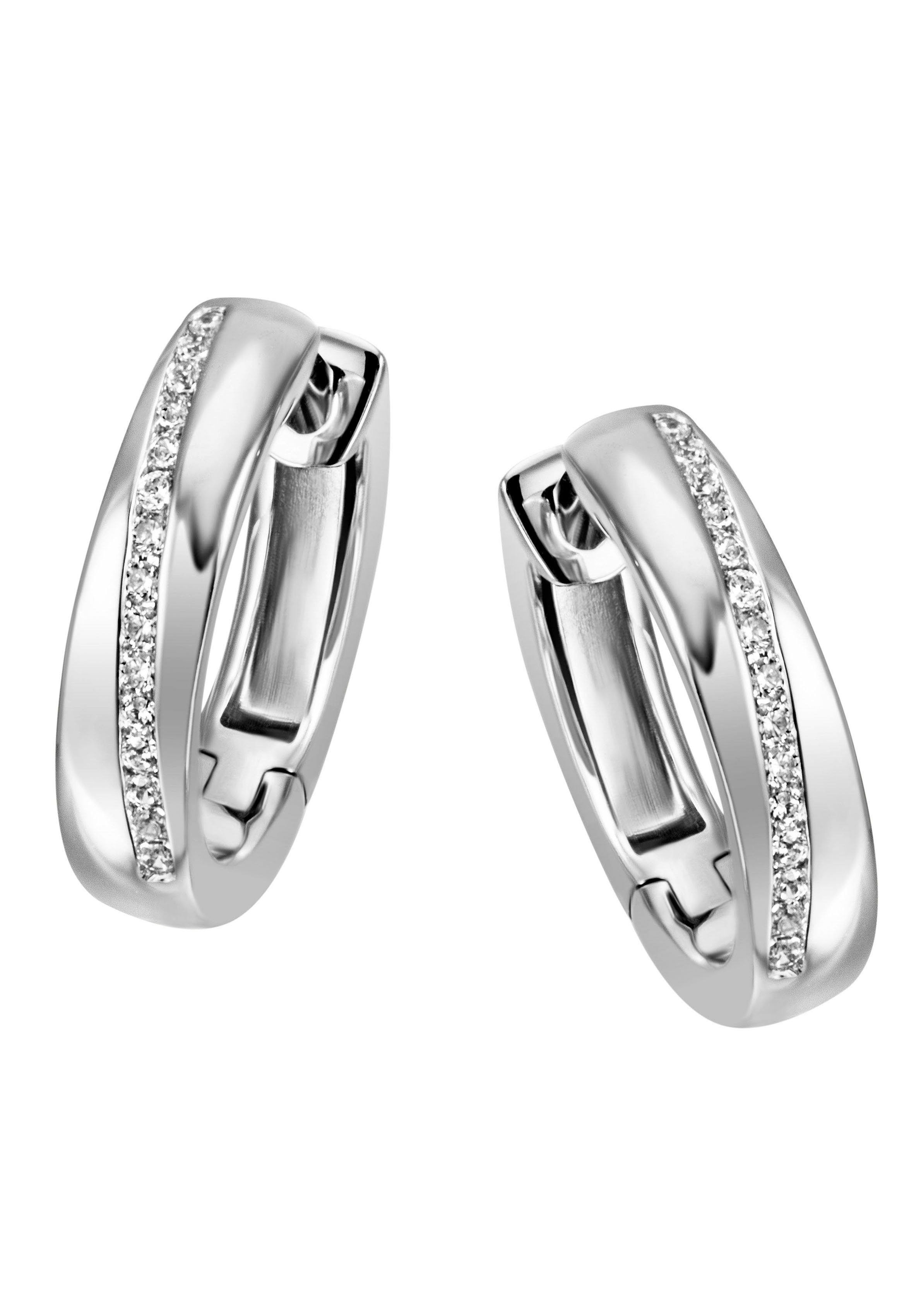Paar Creolen Schmuck Geschenk Silber 925 Ohrschmuck glitzernd