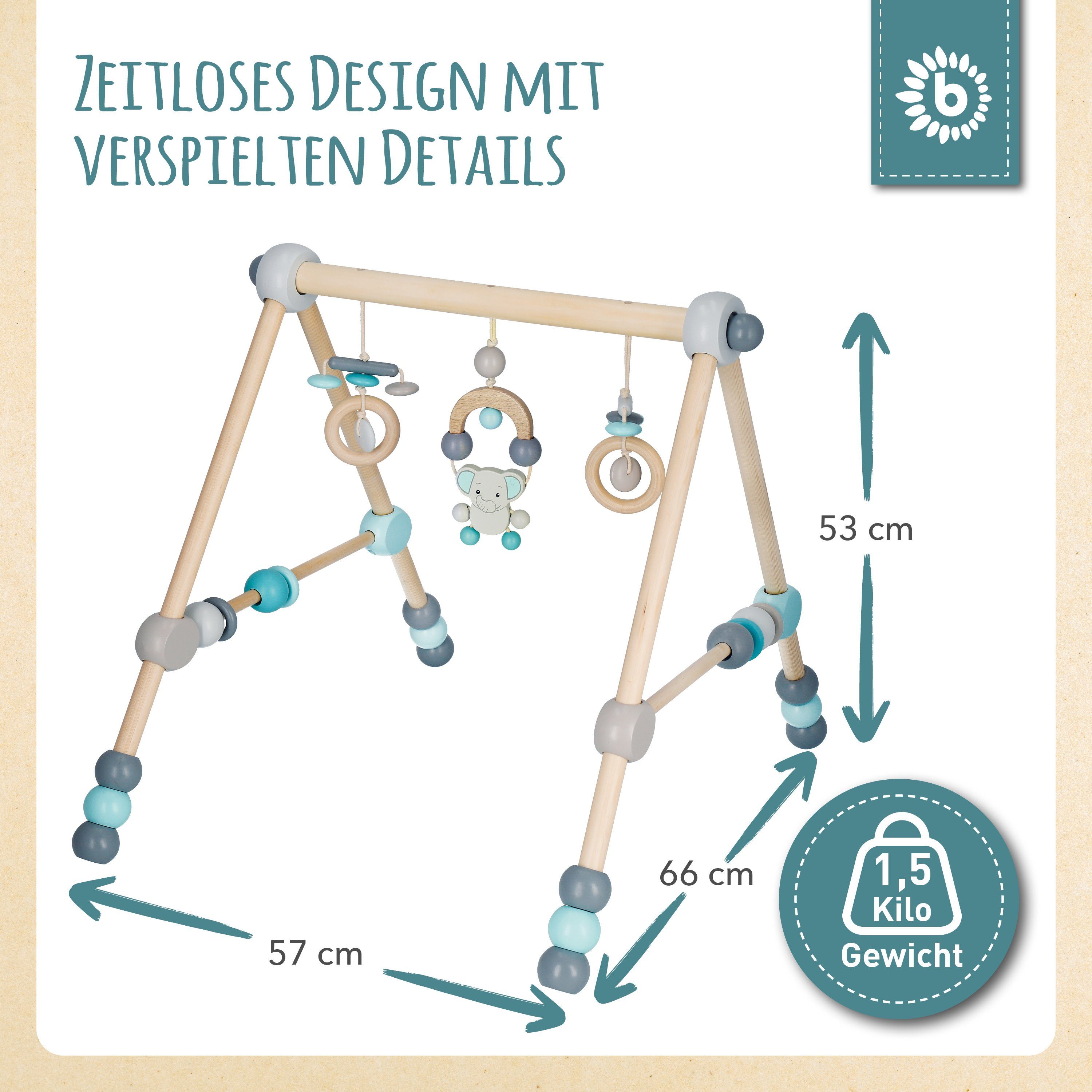 BIECO Baby Gym Bieco Spieltrapez Spielbogen Baby - Figuren, Rasseln Höhenverstellbar – Bild 4 von 5