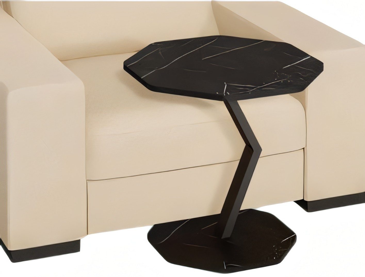 Xlmoebel Beistelltisch Schwarzer Holz-Beistelltisch im modernen achteckigen Design, Made in Europa