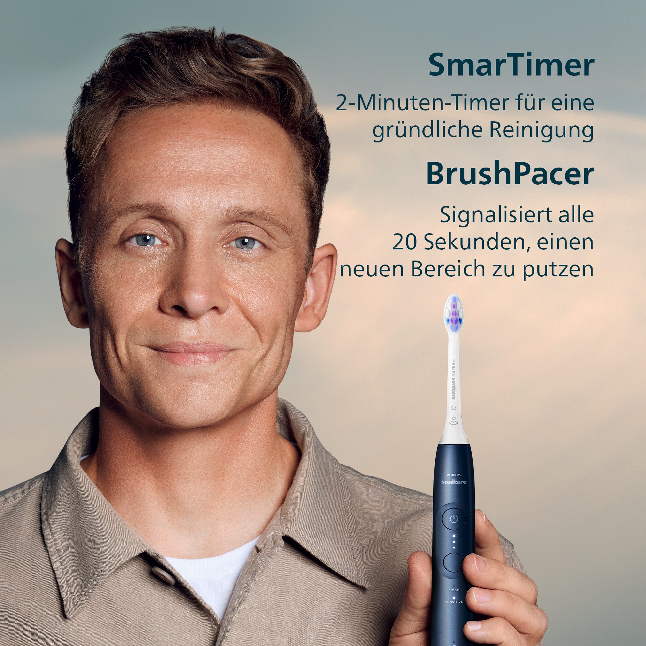 Philips Sonicare Elektrische Zahnbürste Series 6100, Aufsteckbürsten: 1 St., mit Andruckkontrolle, 2 Putzeinstellungen und 3 Intensitätsstufen – Bild 5 von 5