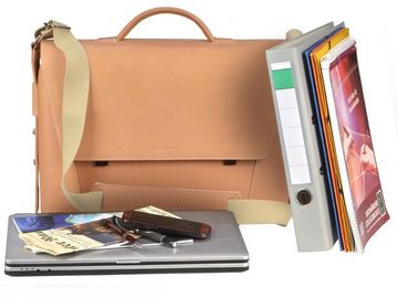 Ruitertassen Aktentasche Vanguard, 40 cm Lehrertasche mit 3 Fächern, dickes rustikales Leder natur braun